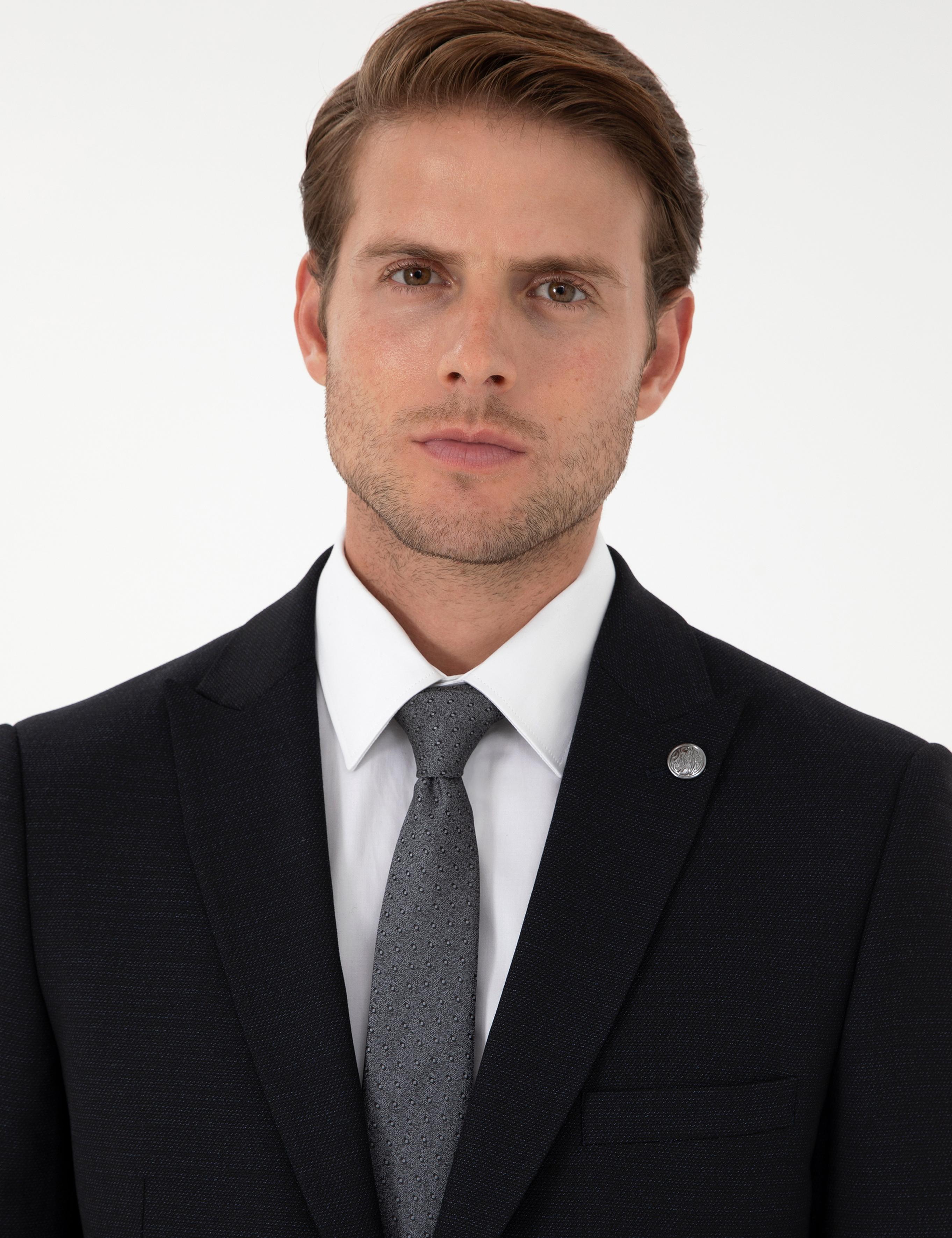 Lacivert Ex. Slim Fit Yünlü Takım Elbise