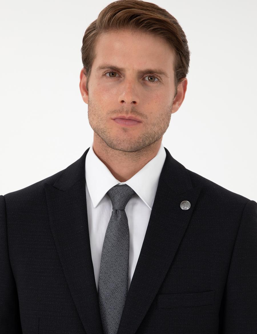 Lacivert Ex. Slim Fit Yünlü Takım Elbise