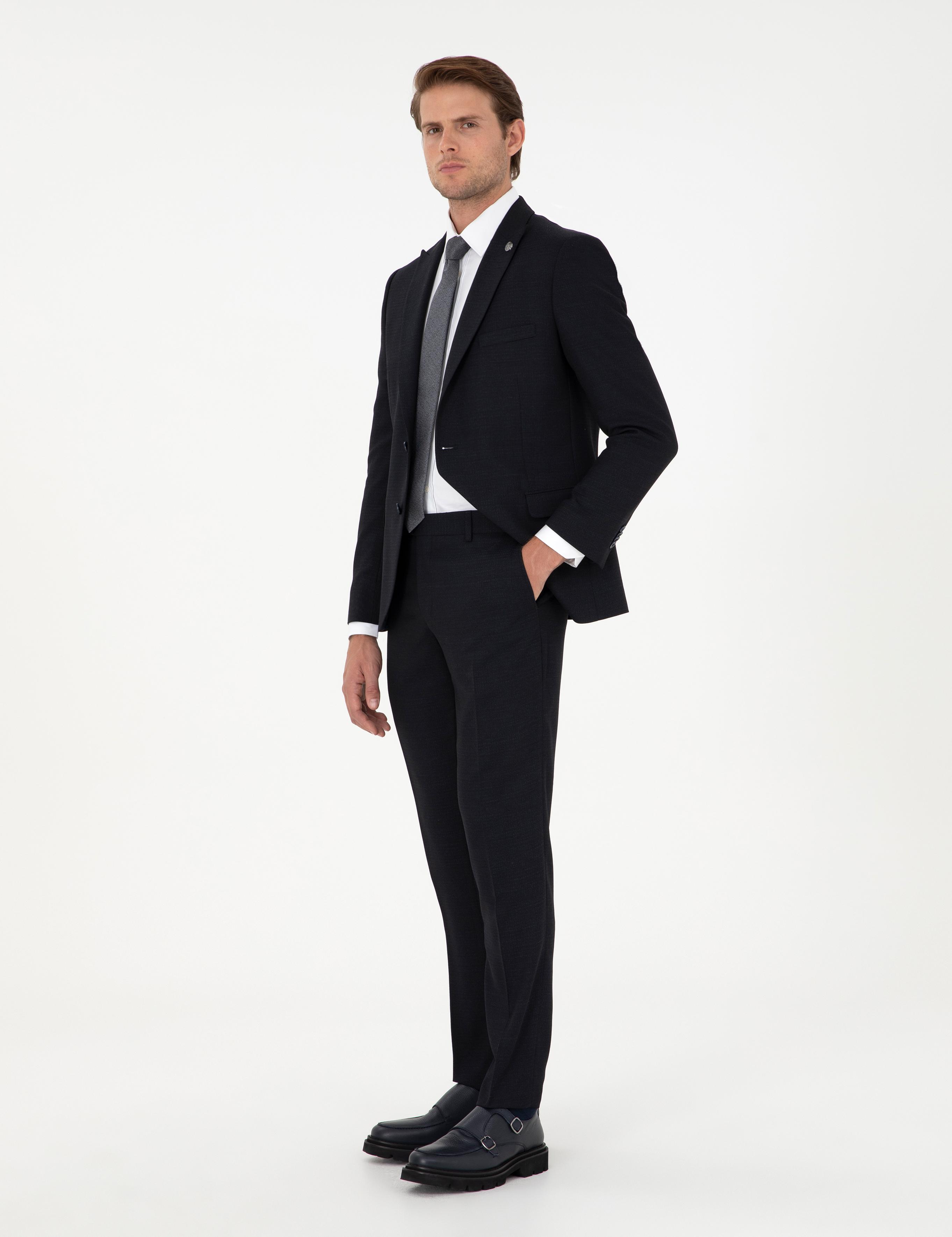 Lacivert Ex. Slim Fit Yünlü Takım Elbise