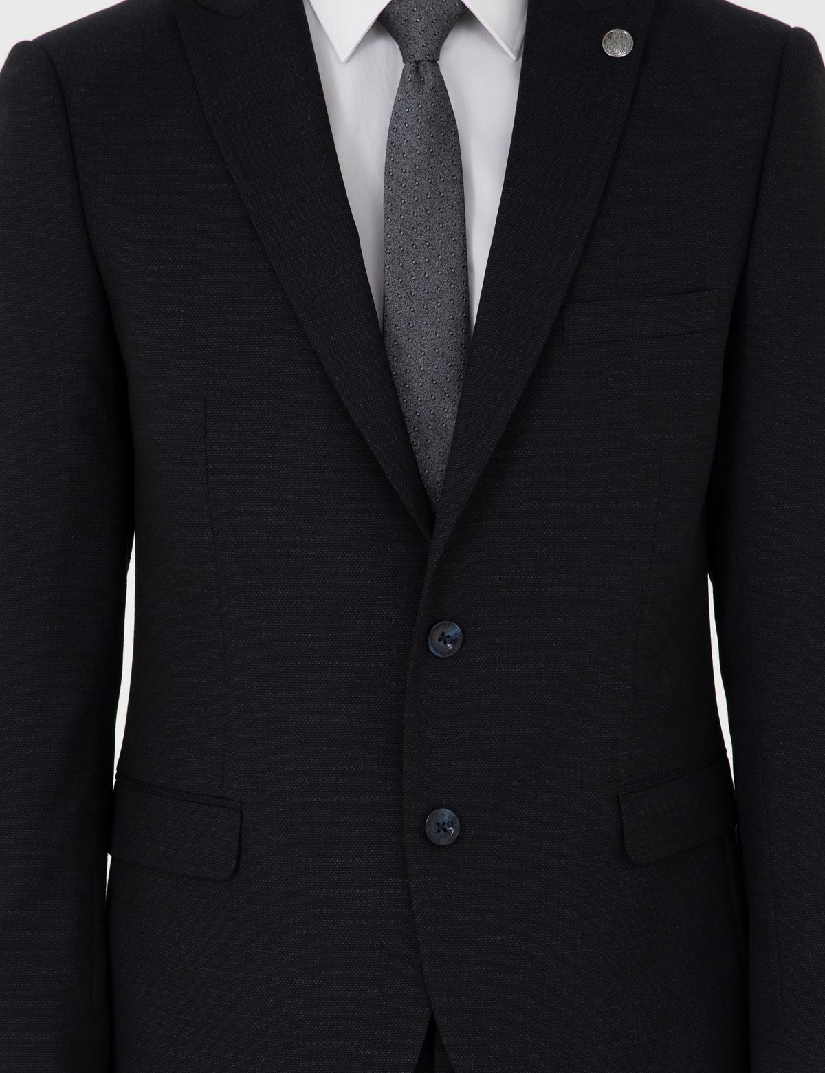 Lacivert Ex. Slim Fit Yünlü Takım Elbise - 50291976044