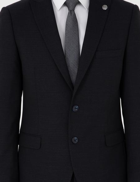 Lacivert Ex. Slim Fit Yünlü Takım Elbise - 50291976044