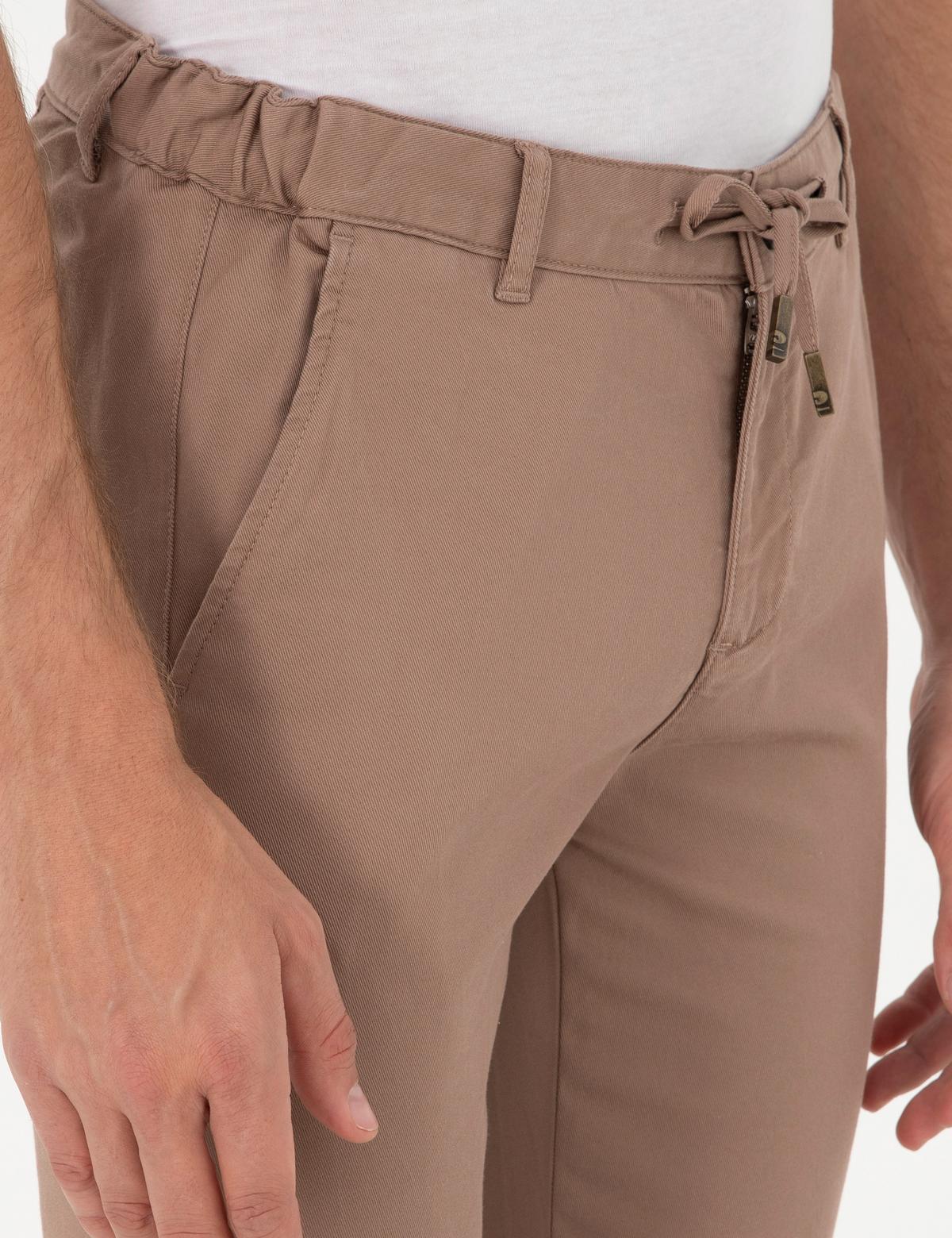 Vizon Slim Fit Beli Lastikli Bağcıklı Kanvas Pantolon - 50295932016