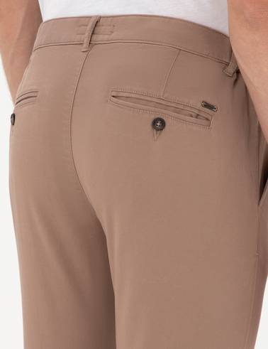 Vizon Slim Fit Beli Lastikli Bağcıklı Kanvas Pantolon