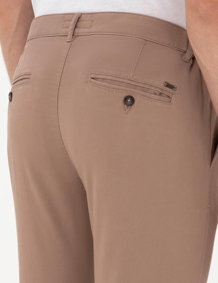 Vizon Slim Fit Beli Lastikli Bağcıklı Kanvas Pantolon