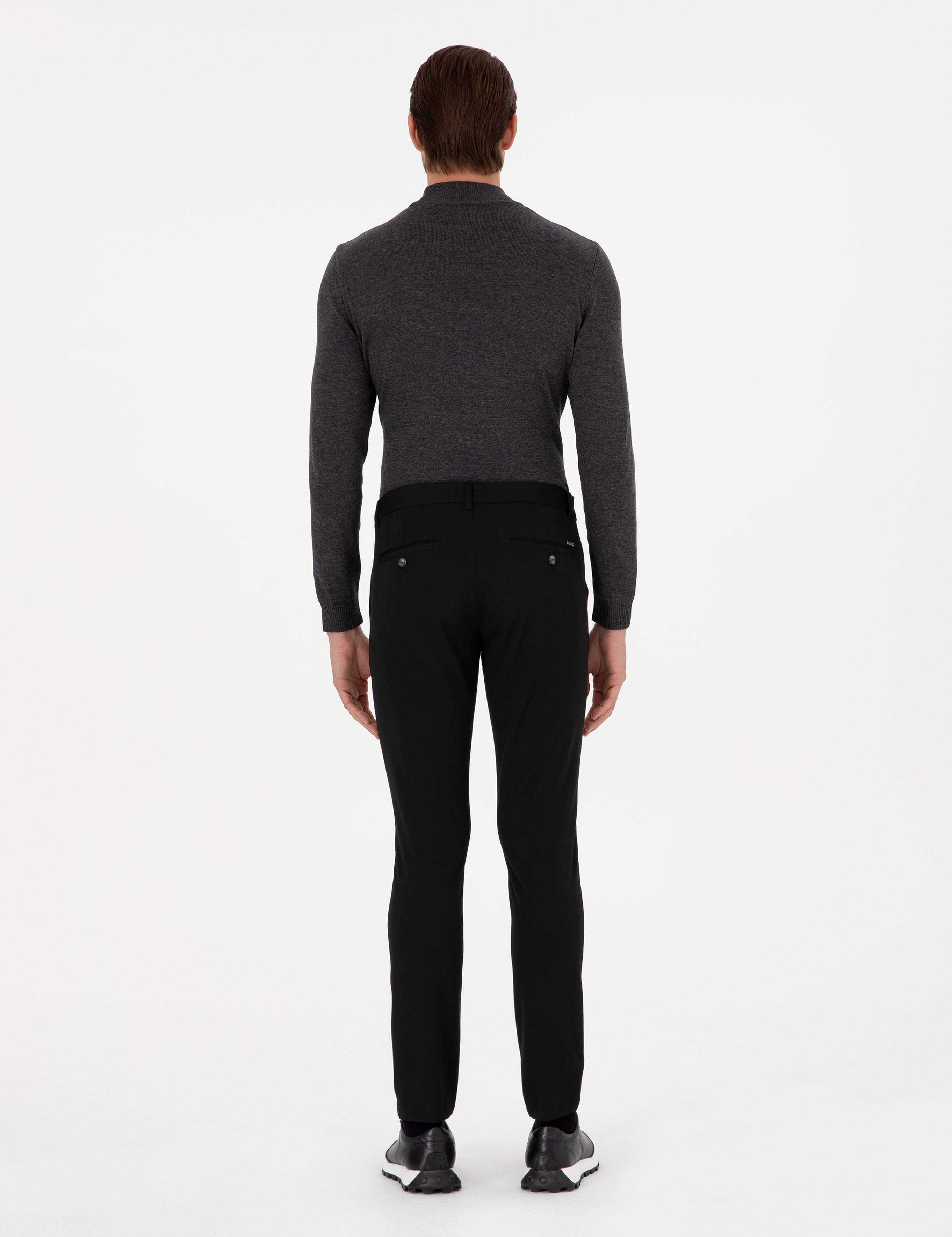 Siyah Slim Fit Jogger Kanvas Pantolon