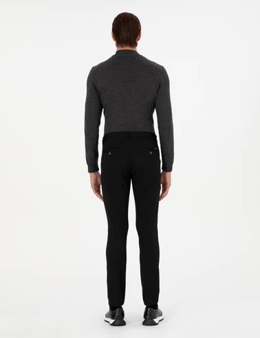Siyah Slim Fit Jogger Kanvas Pantolon