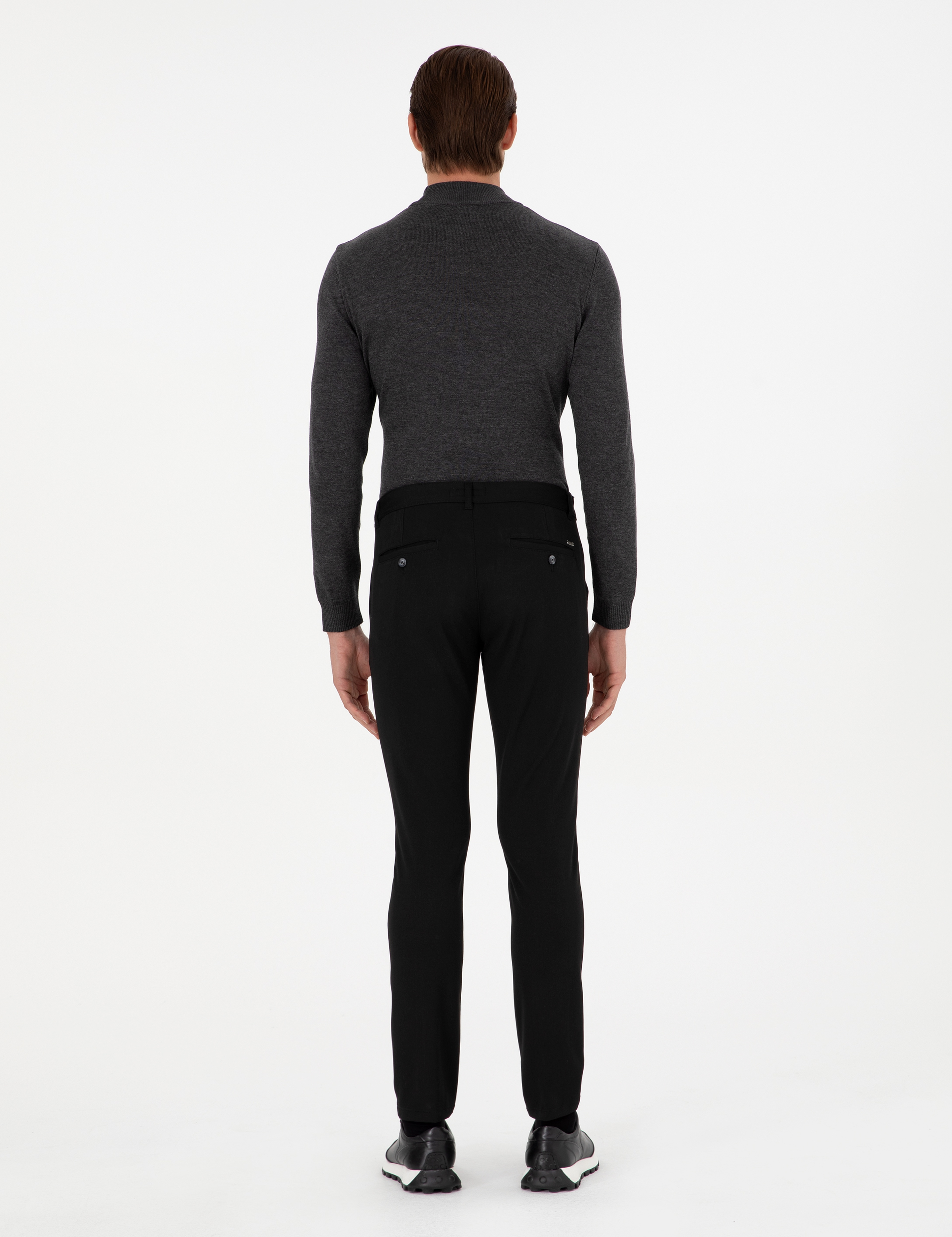 Siyah Slim Fit Jogger Kanvas Pantolon - Image 4