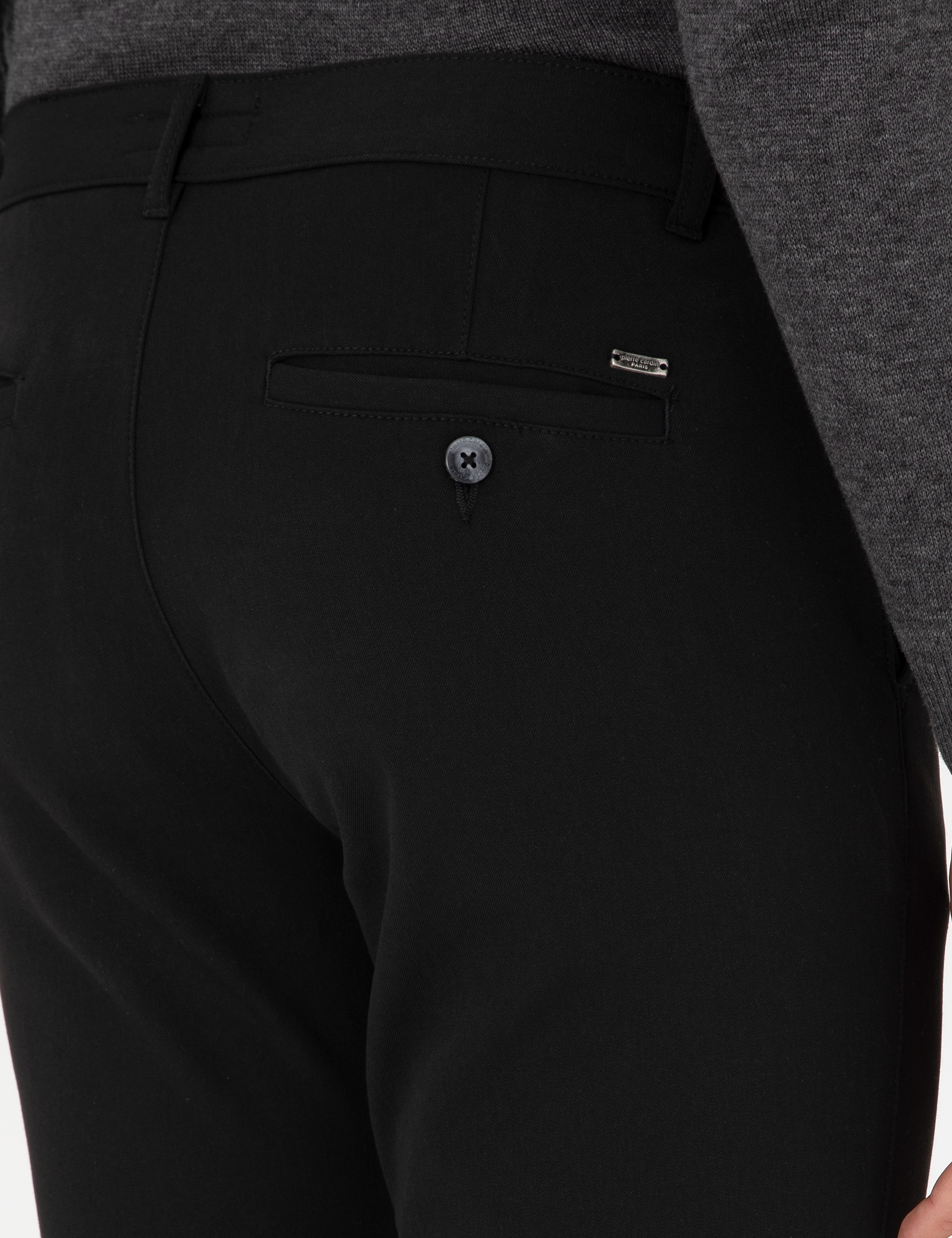 Siyah Slim Fit Jogger Kanvas Pantolon - Image 6