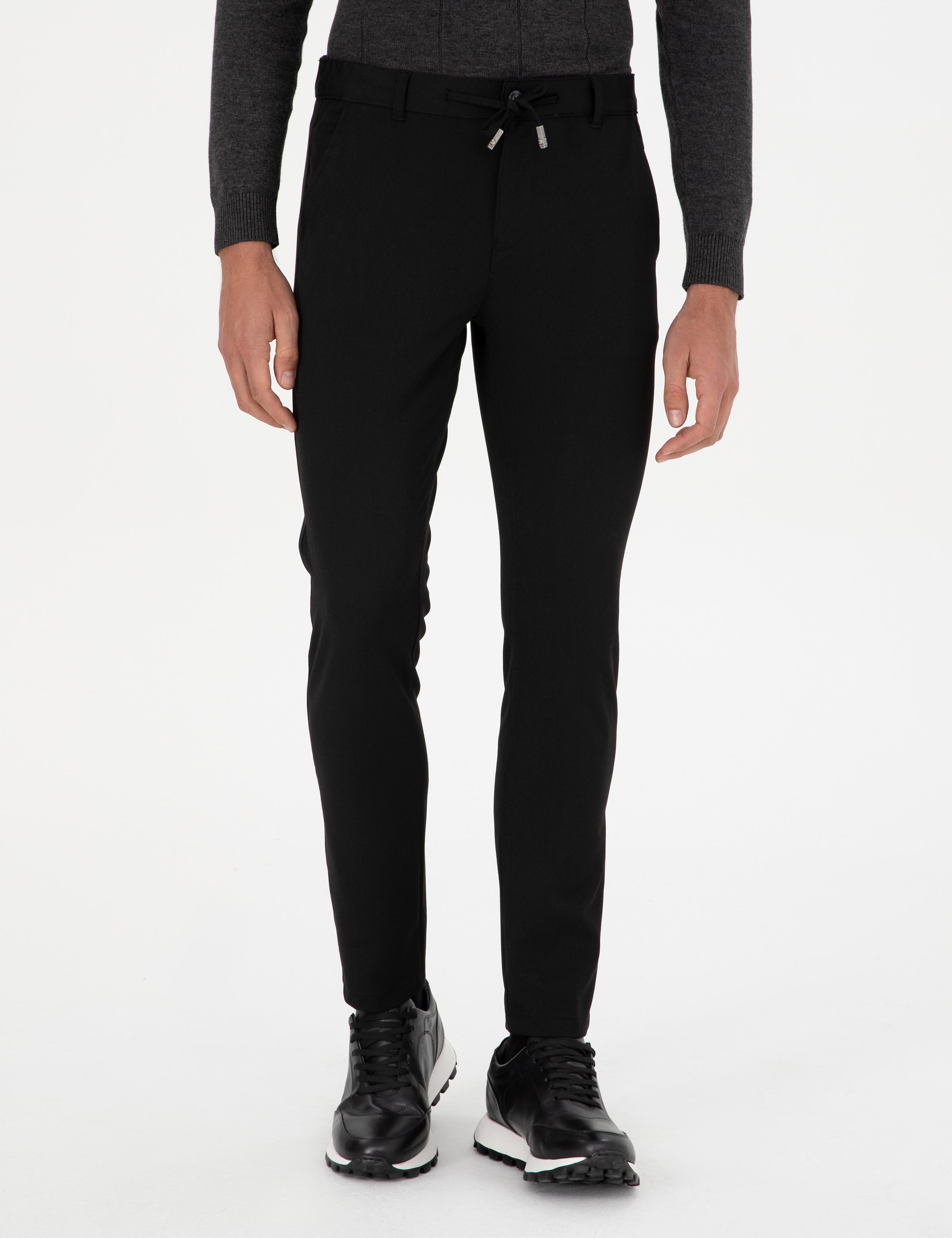 Siyah Slim Fit Jogger Kanvas Pantolon