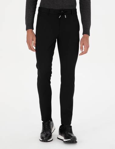 Siyah Slim Fit Jogger Kanvas Pantolon