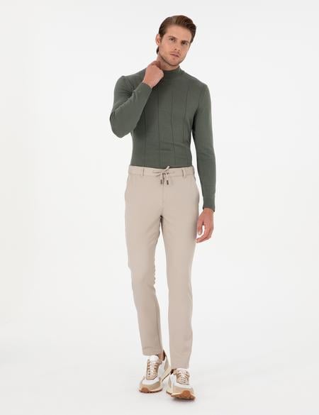 Bej Slim Fit Jogger Kanvas Pantolon - 50295934009