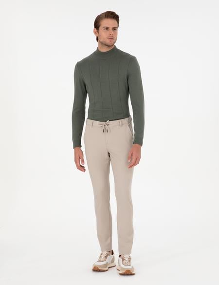 Bej Slim Fit Jogger Kanvas Pantolon - 50295934009