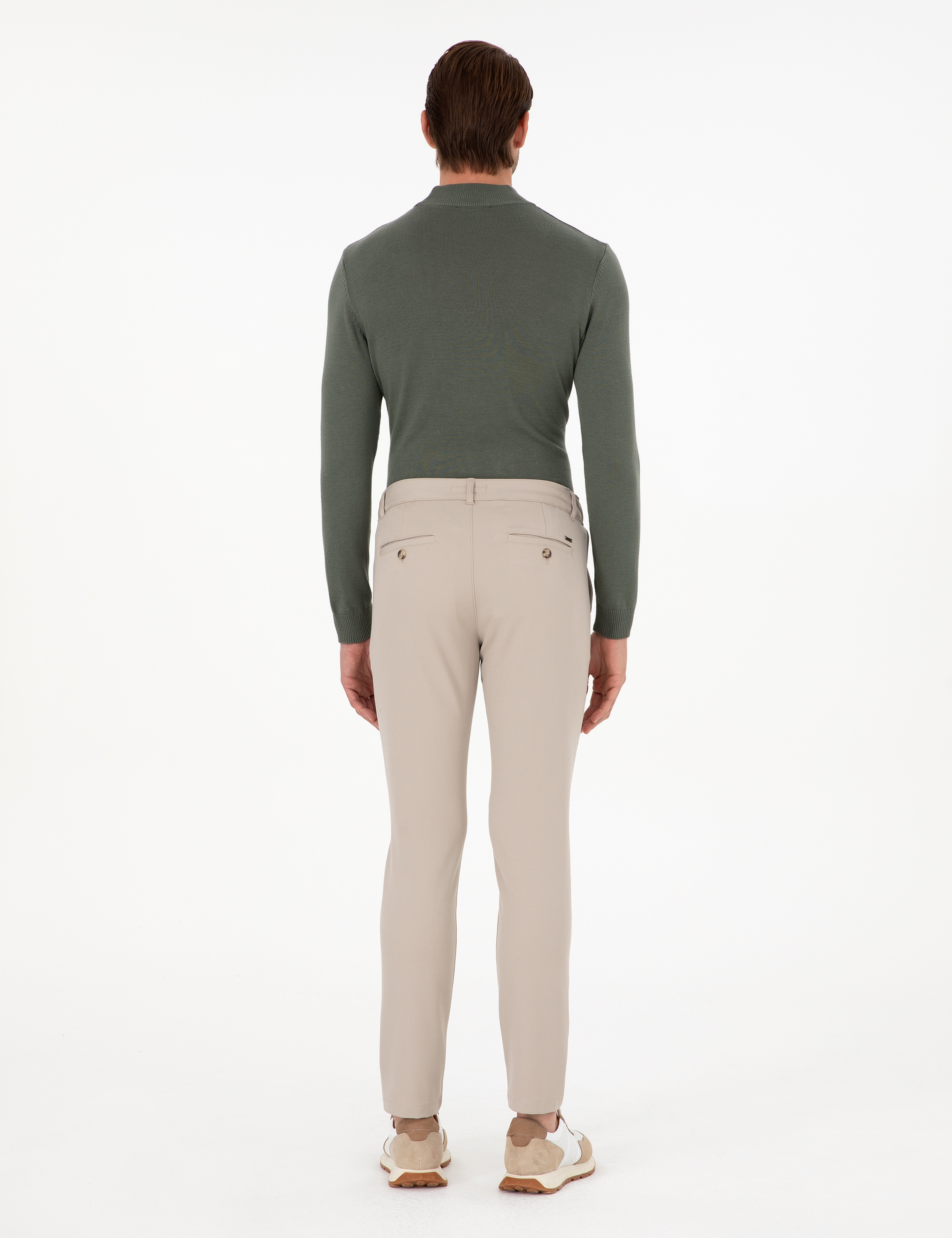 Bej Slim Fit Jogger Kanvas Pantolon - Image 4