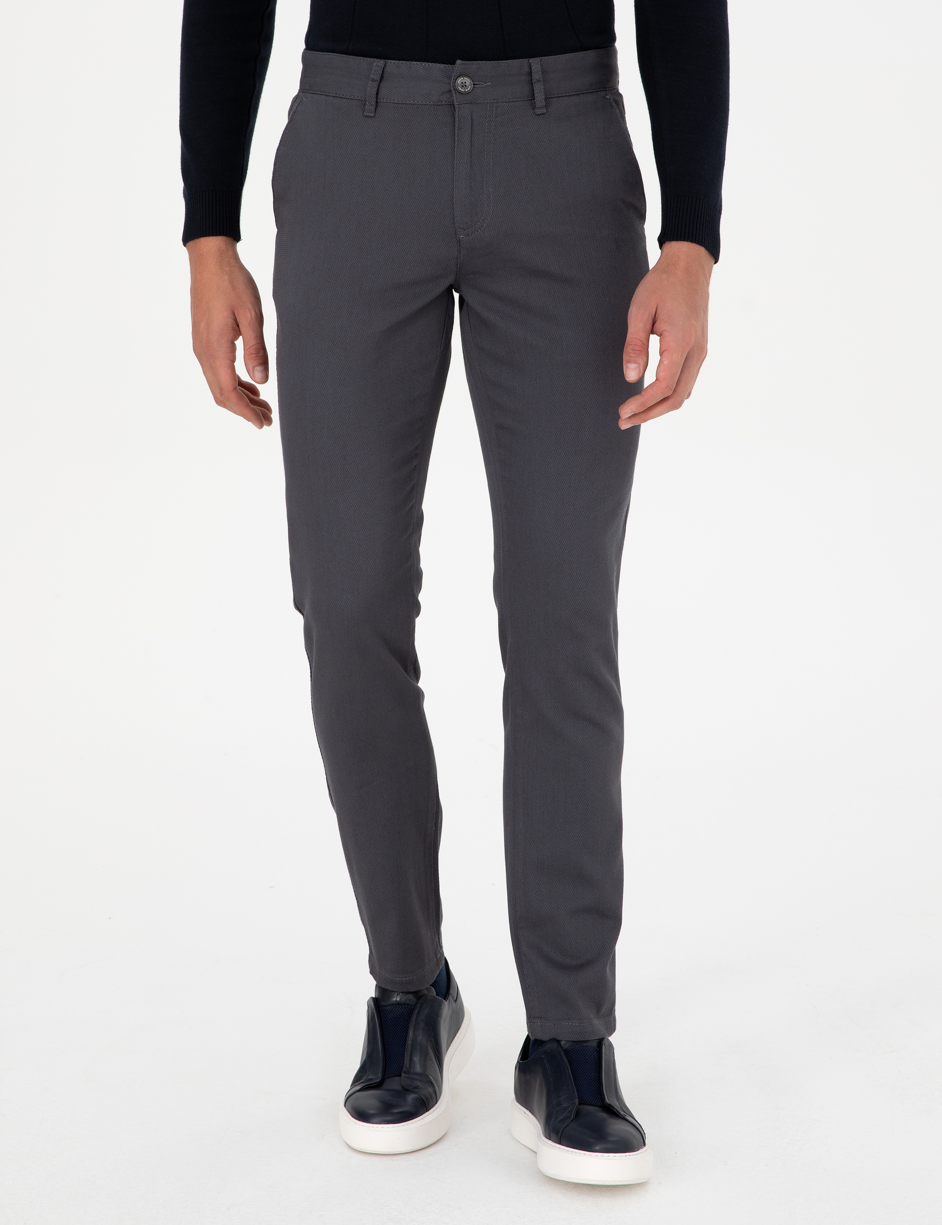 Antrasit Slim Fit Kanvas Pantolon - Image 2