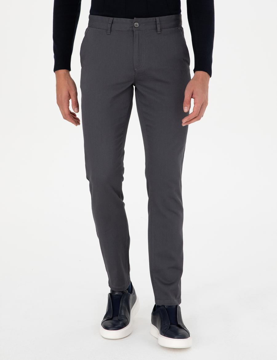 Antrasit Slim Fit Kanvas Pantolon