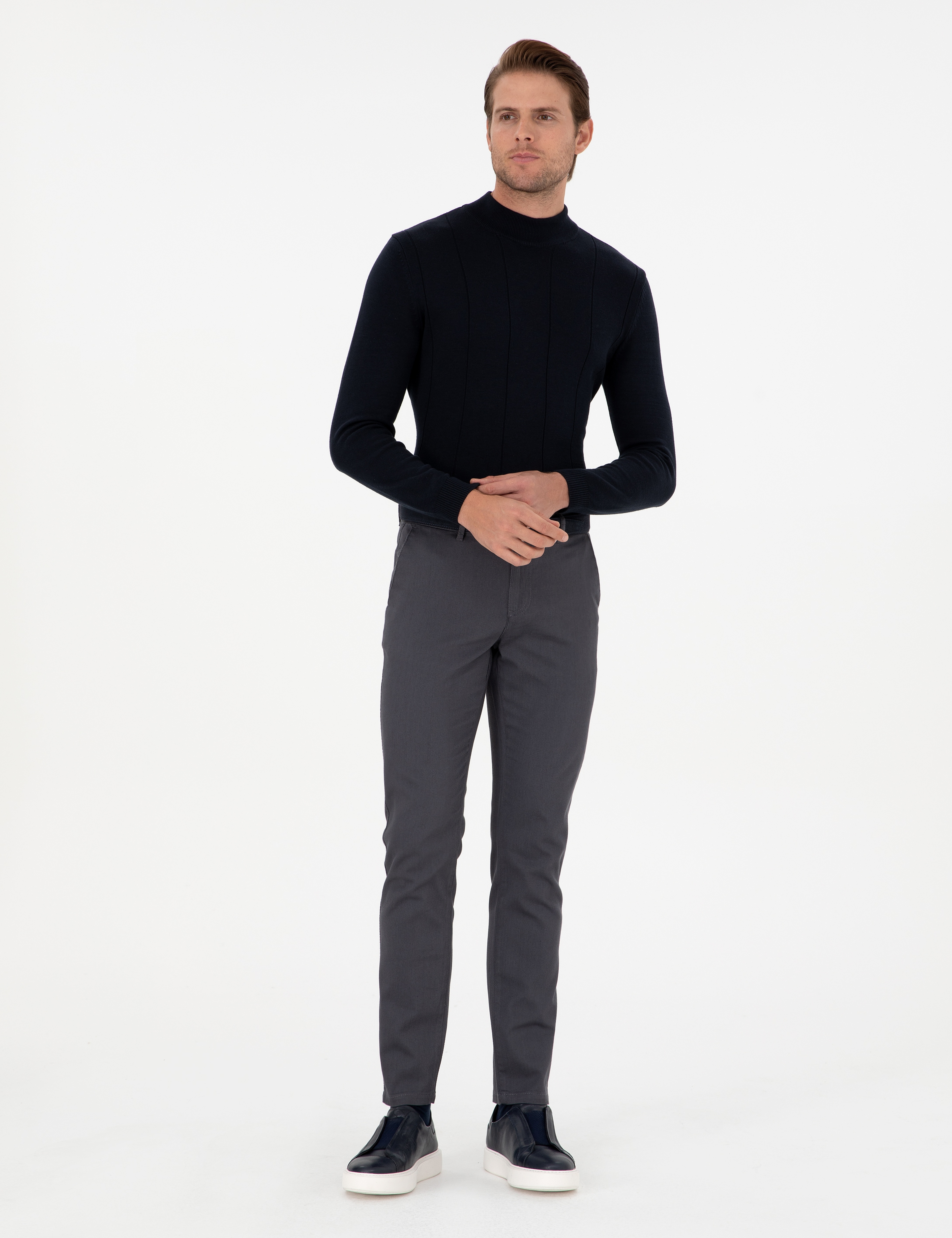Antrasit Slim Fit Kanvas Pantolon - Image 3