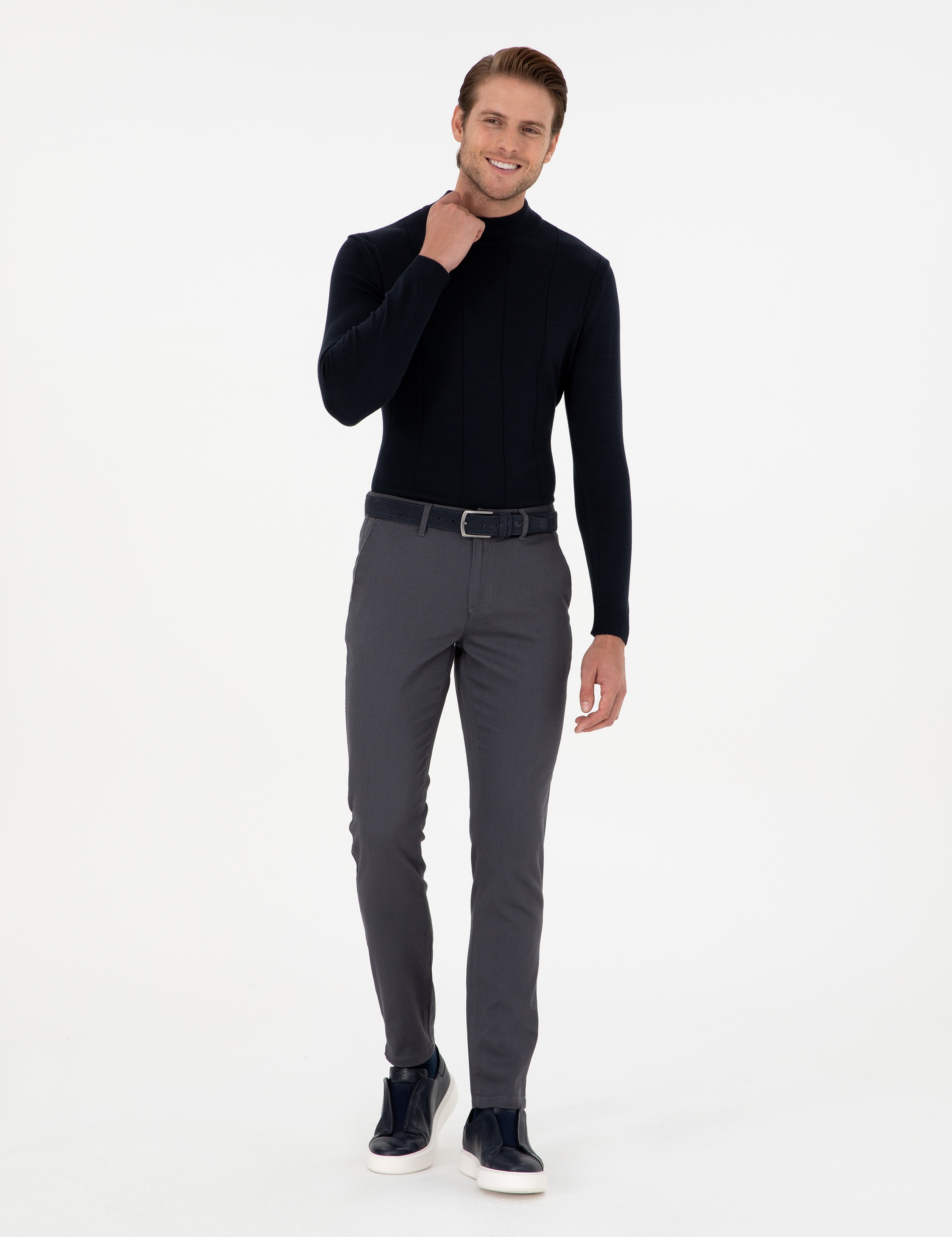 Antrasit Slim Fit Kanvas Pantolon - Image 1
