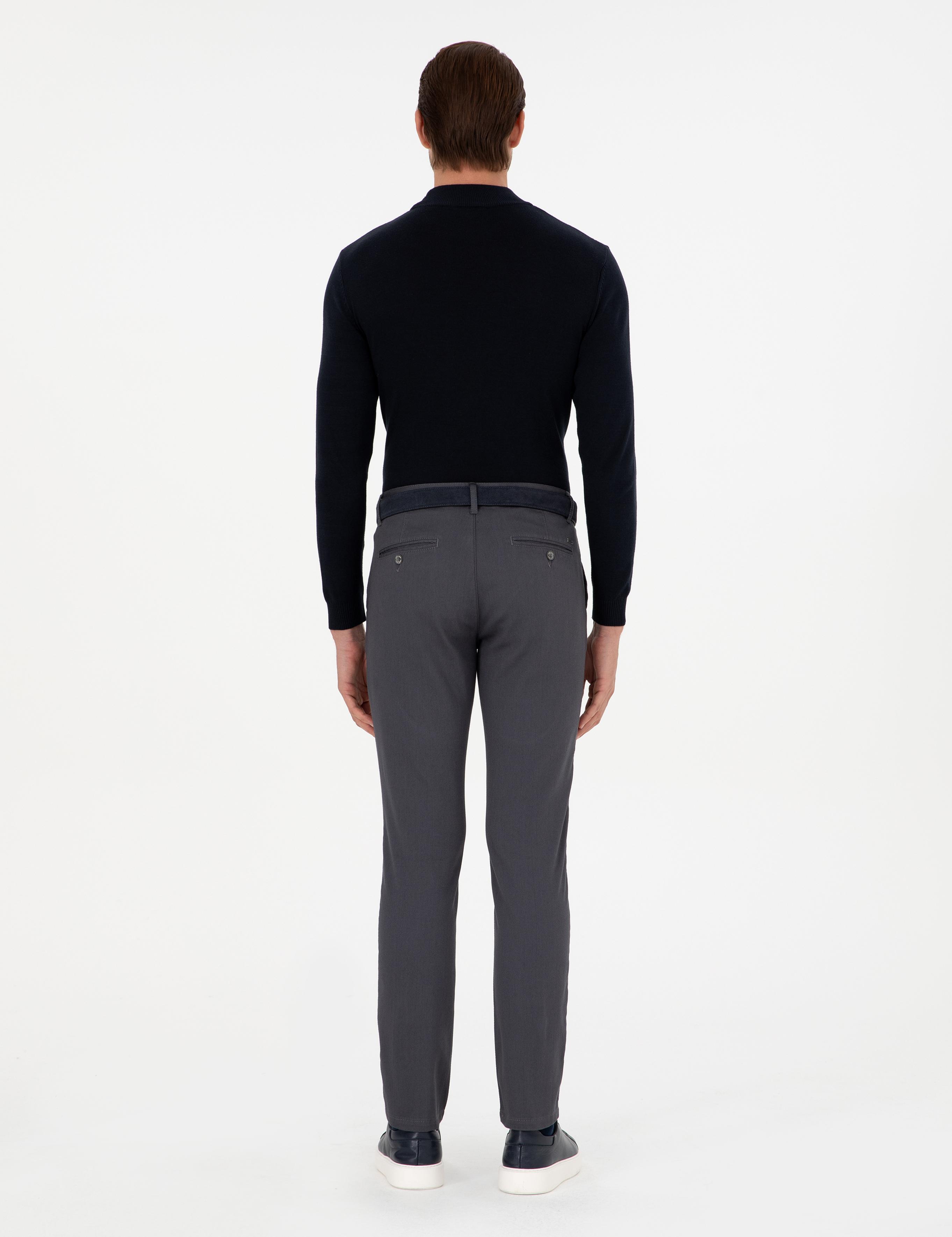 Antrasit Slim Fit Kanvas Pantolon