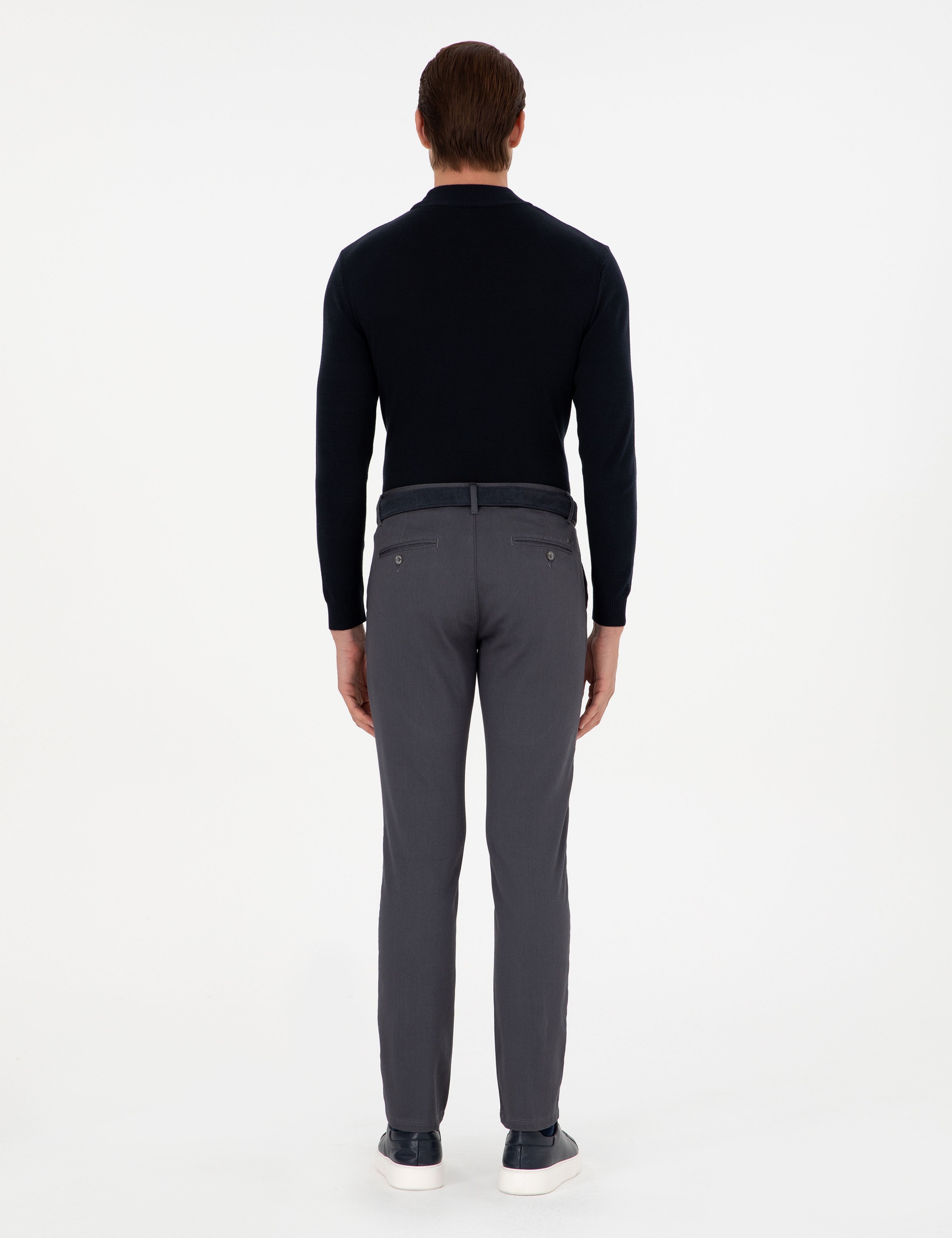 Antrasit Slim Fit Kanvas Pantolon