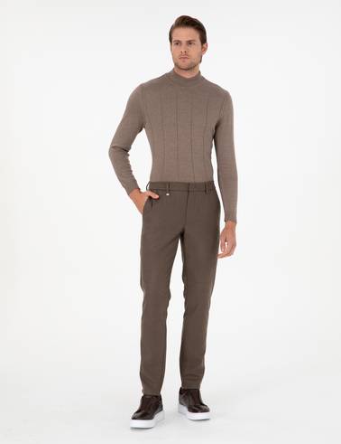 Kahverengi Ex. Slim Fit Kumaş Pantolon