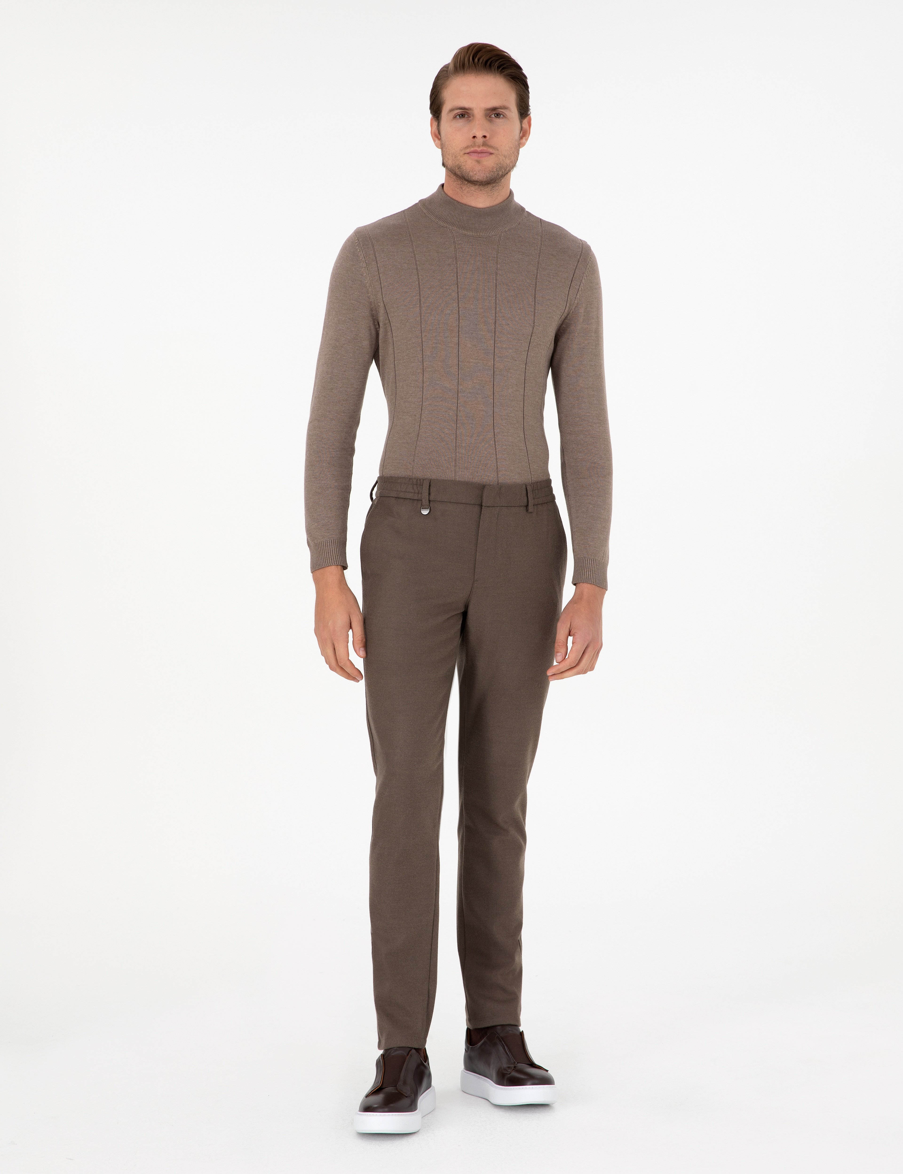Kahverengi Ex. Slim Fit Kumaş Pantolon - Image 1