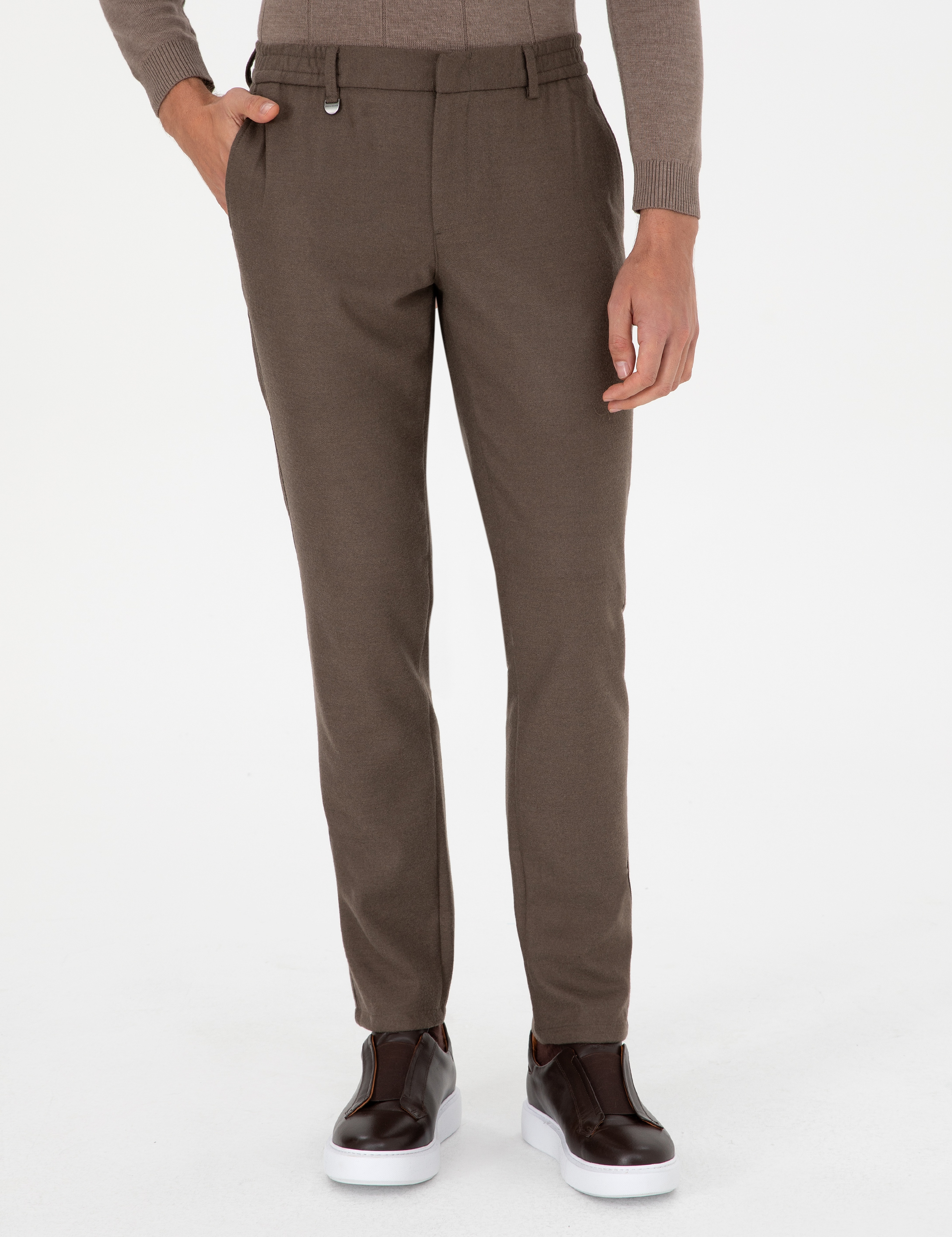 Kahverengi Ex. Slim Fit Kumaş Pantolon - Image 2