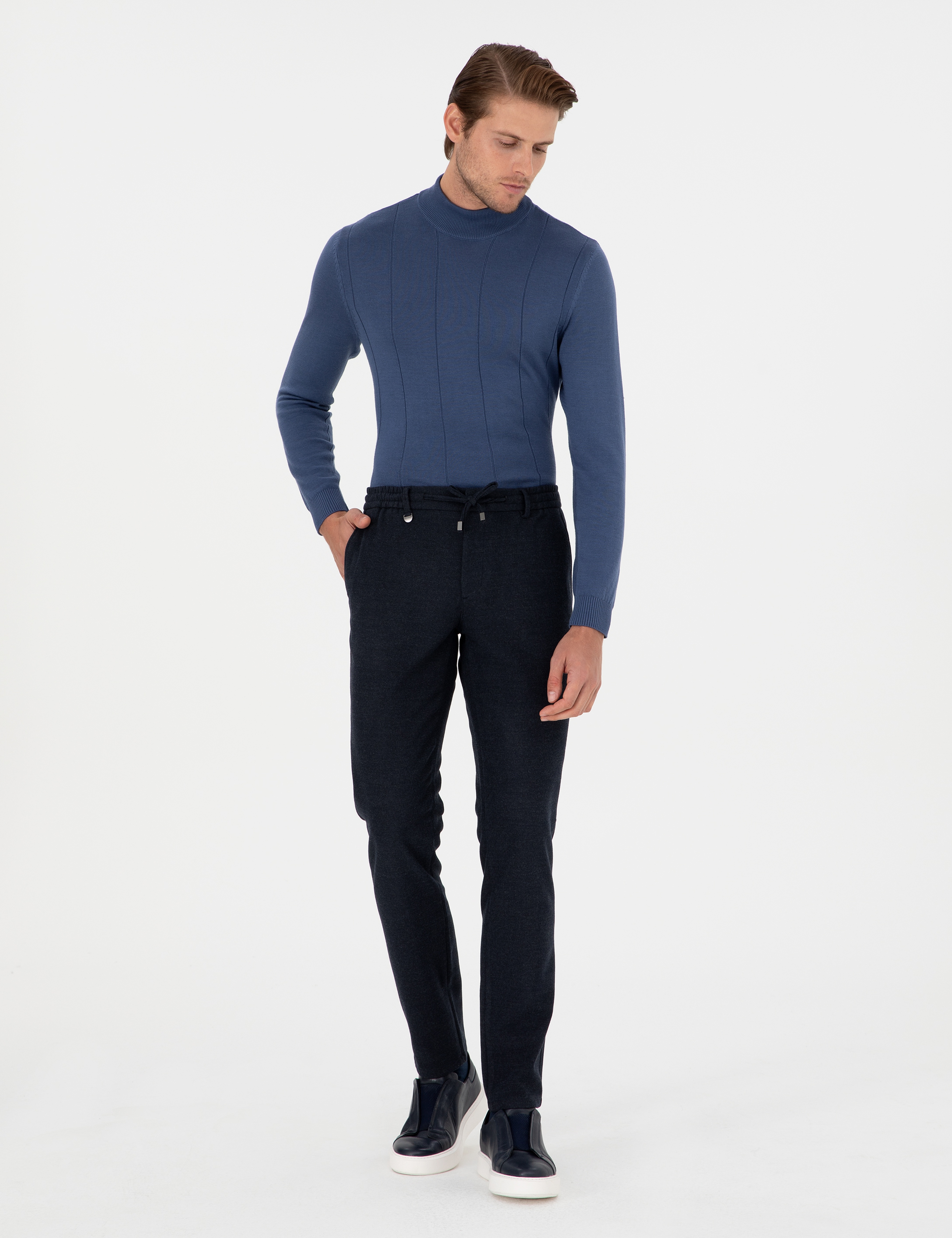 Lacivert Ex. Slim Fit Kumaş Pantolon - Image 3