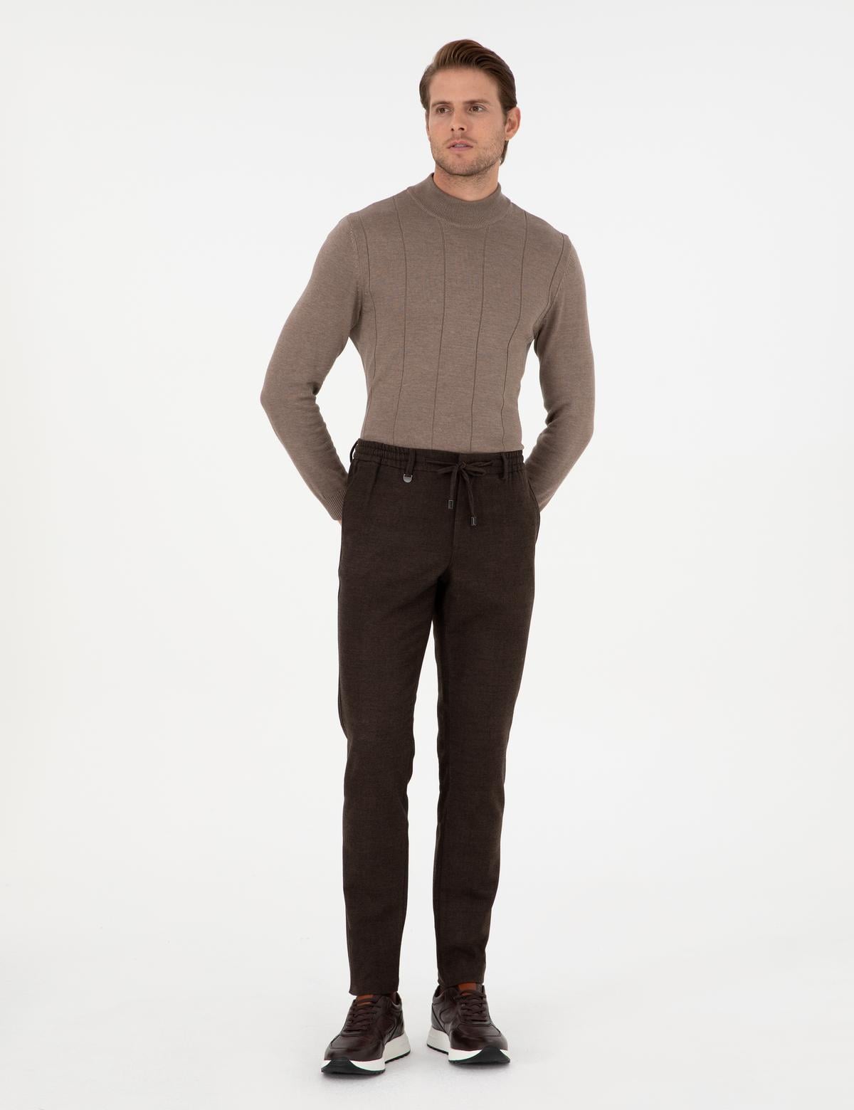 Kahverengi Ex. Slim Fit Kumaş Pantolon - 50292939113