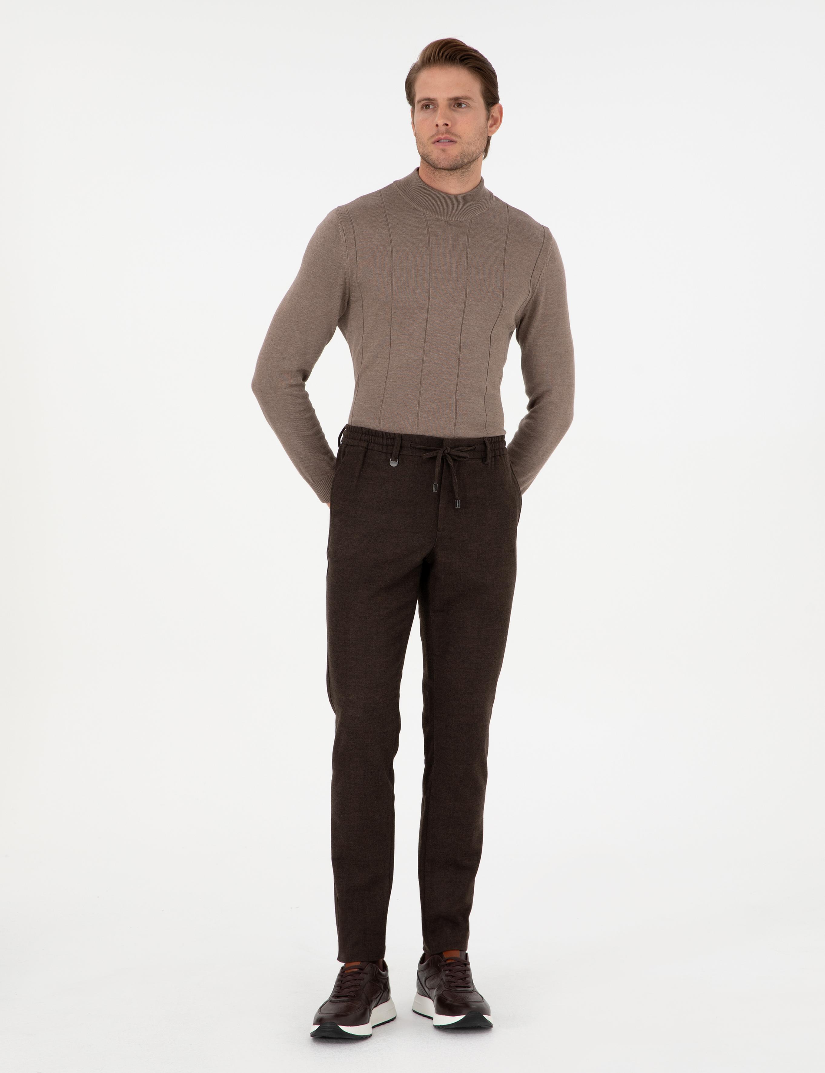 Kahverengi Ex. Slim Fit Kumaş Pantolon