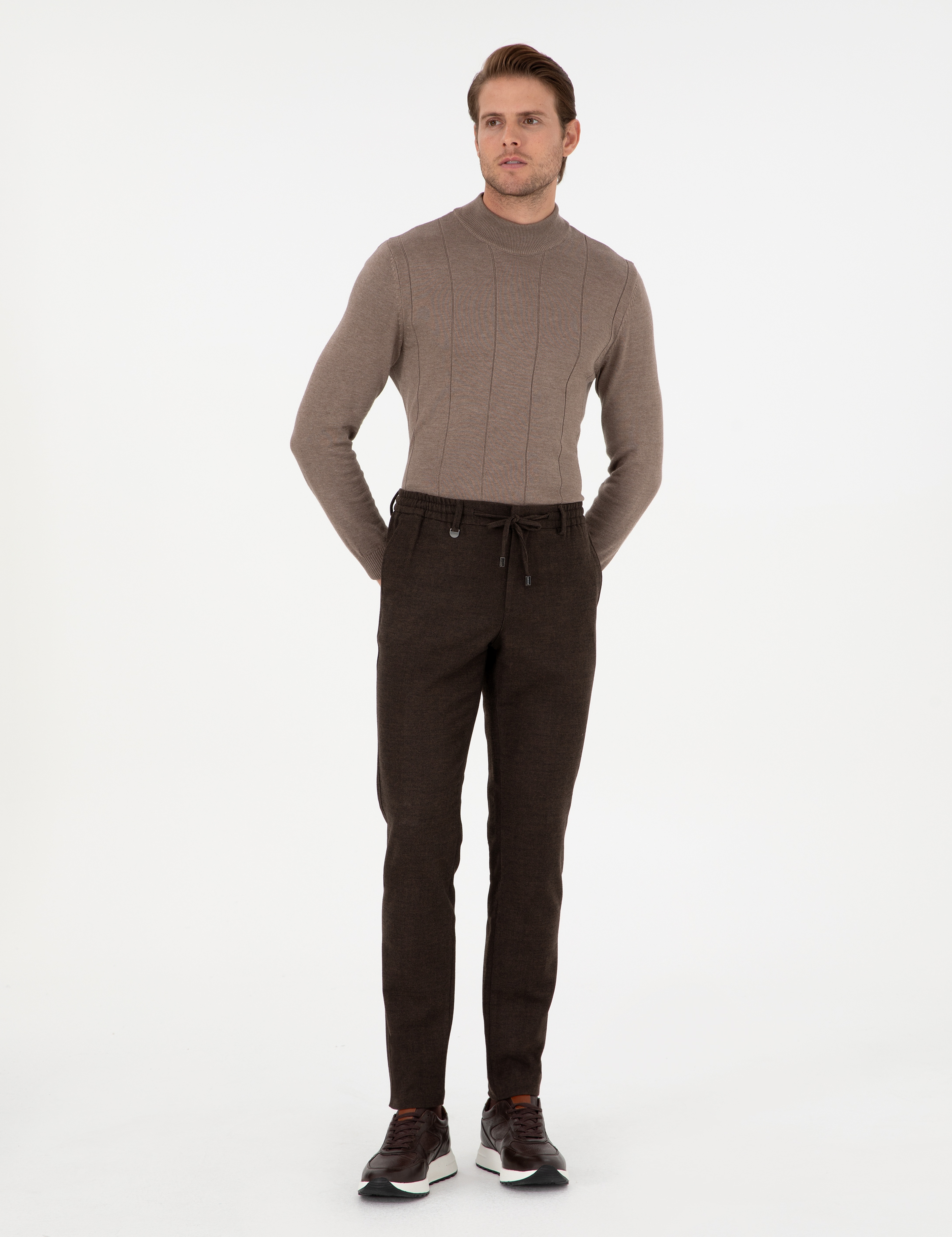 Kahverengi Ex. Slim Fit Kumaş Pantolon - Image 3