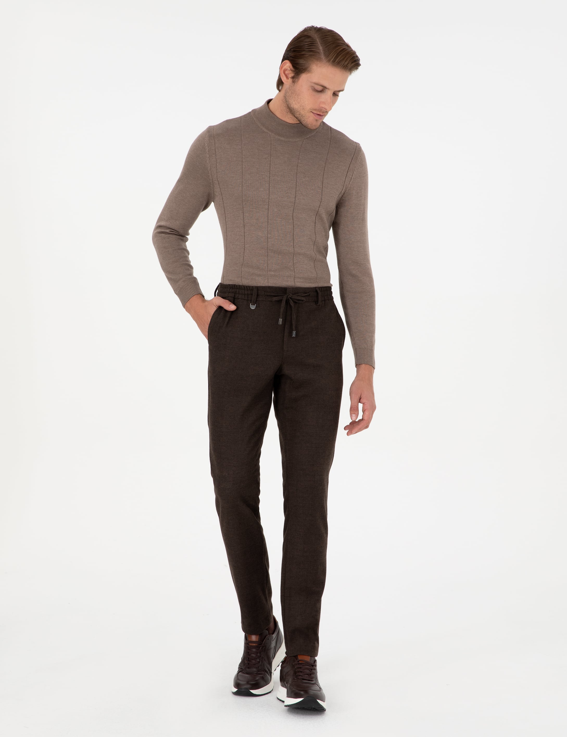 Kahverengi Ex. Slim Fit Kumaş Pantolon