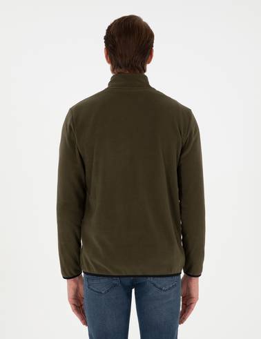 Haki Regular Fit Polar Hırka