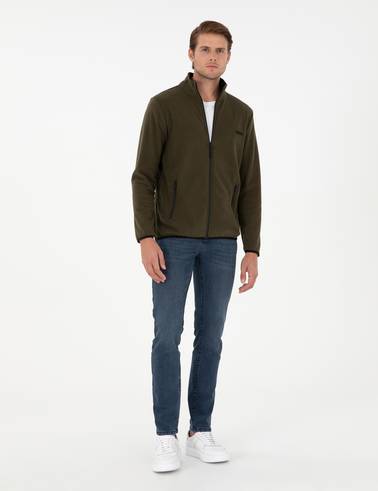 Haki Regular Fit Polar Hırka
