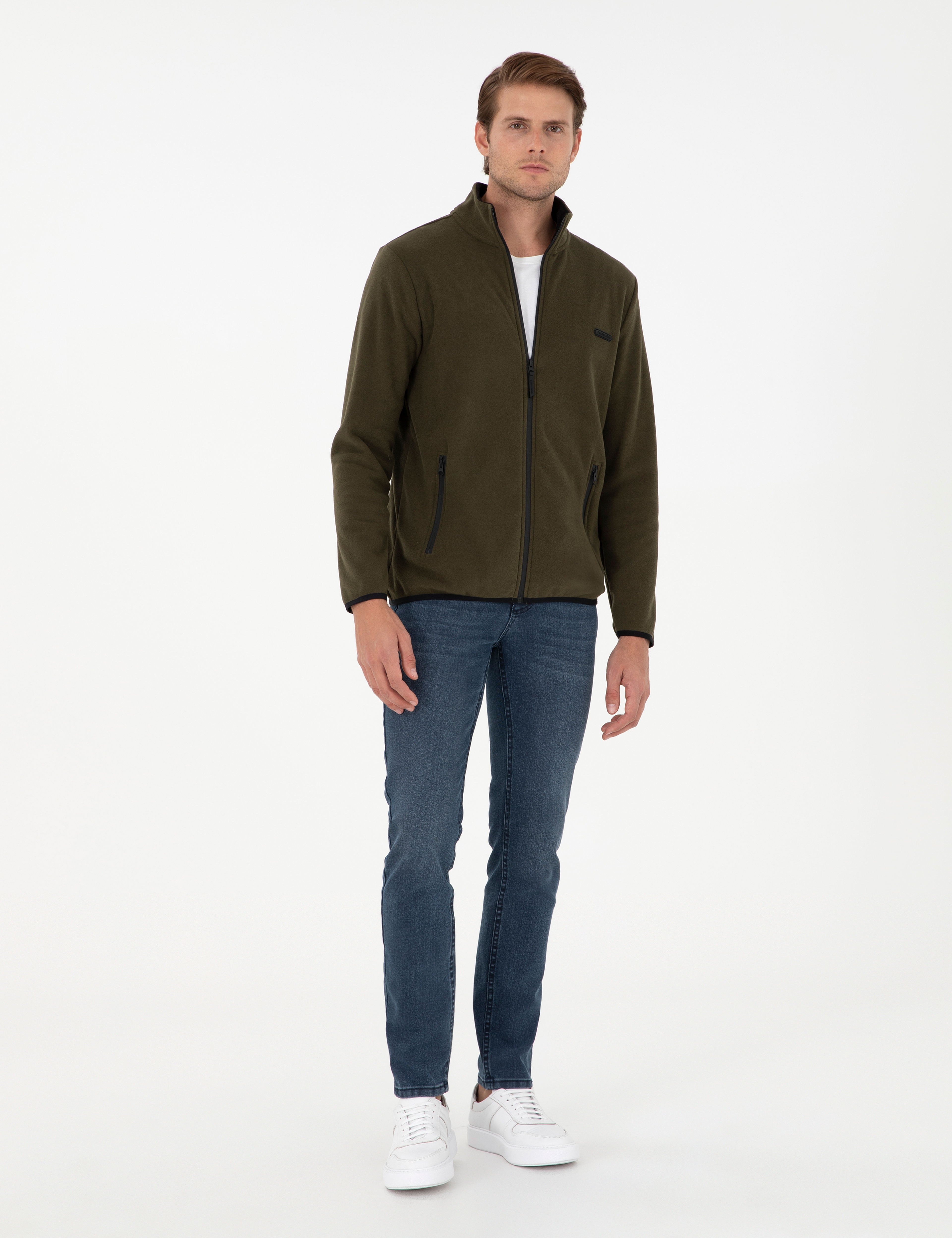Haki Regular Fit Polar Hırka