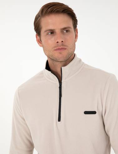 Taş Regular Fit Yarım Fermuarlı Polar Sweatshirt