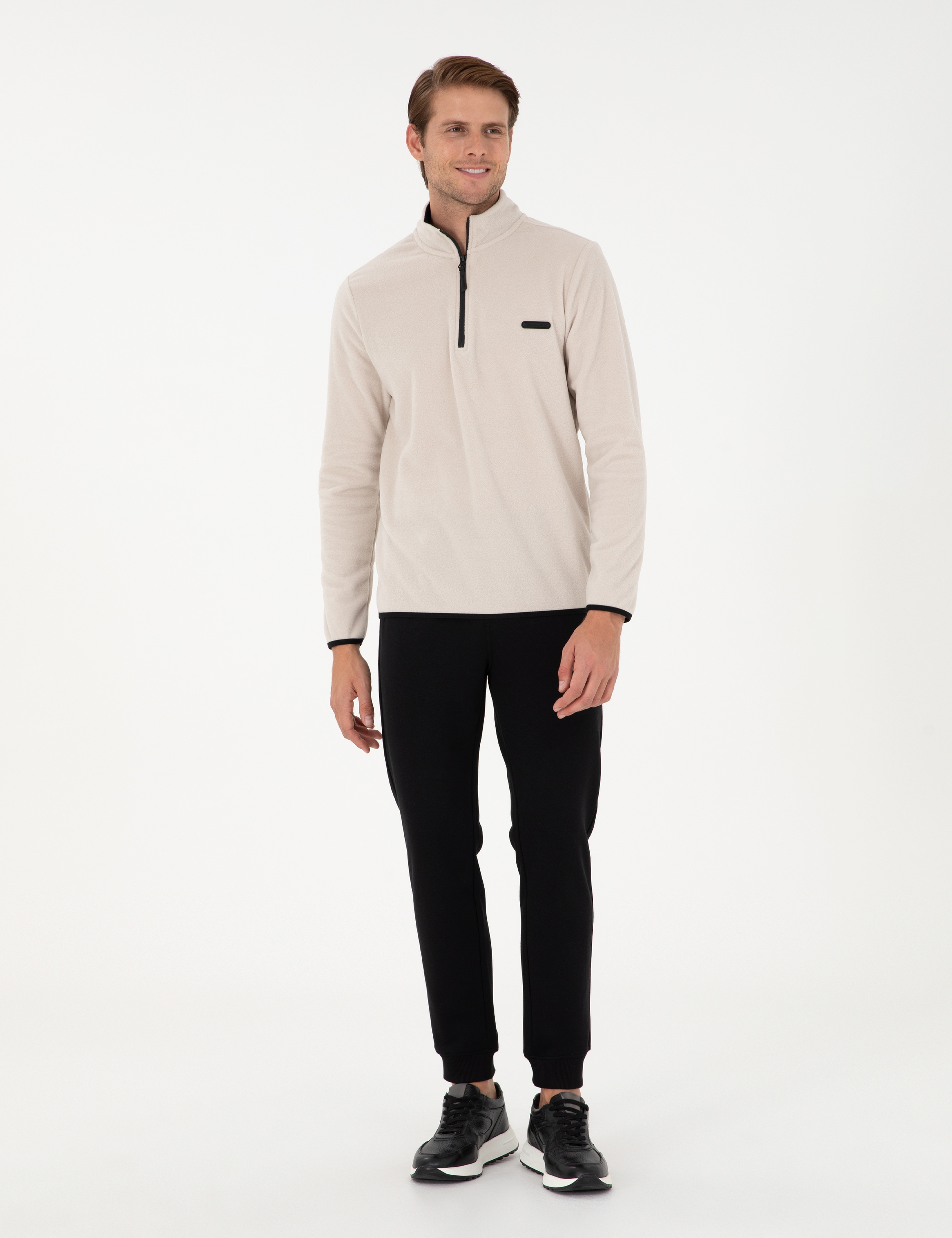 Taş Regular Fit Yarım Fermuarlı Polar Sweatshirt - Image 4