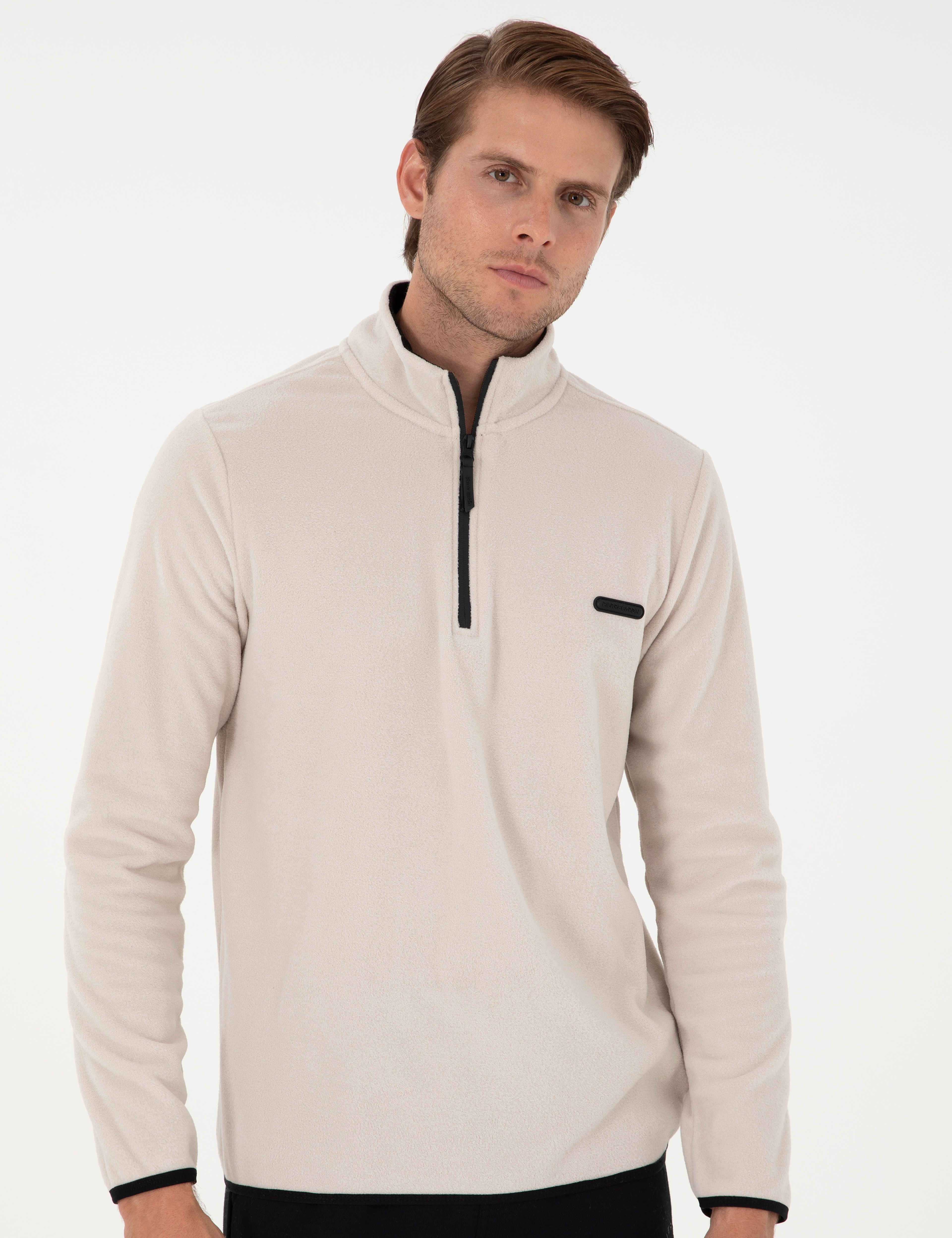 Taş Regular Fit Yarım Fermuarlı Polar Sweatshirt - Image 3