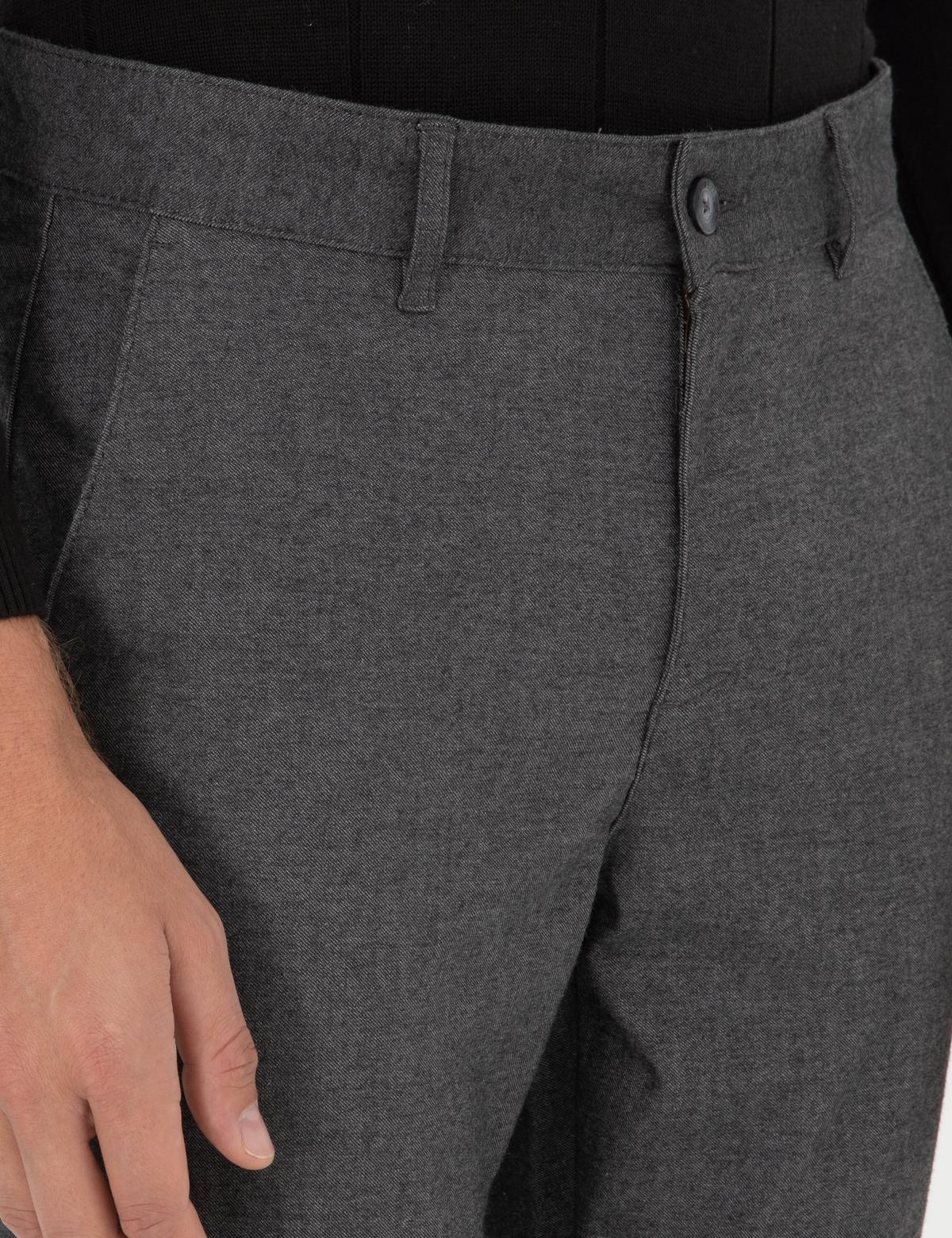 Gri Slim Fit Kanvas Pantolon - 50299539022