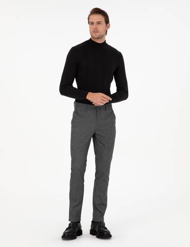 Gri Slim Fit Kanvas Pantolon