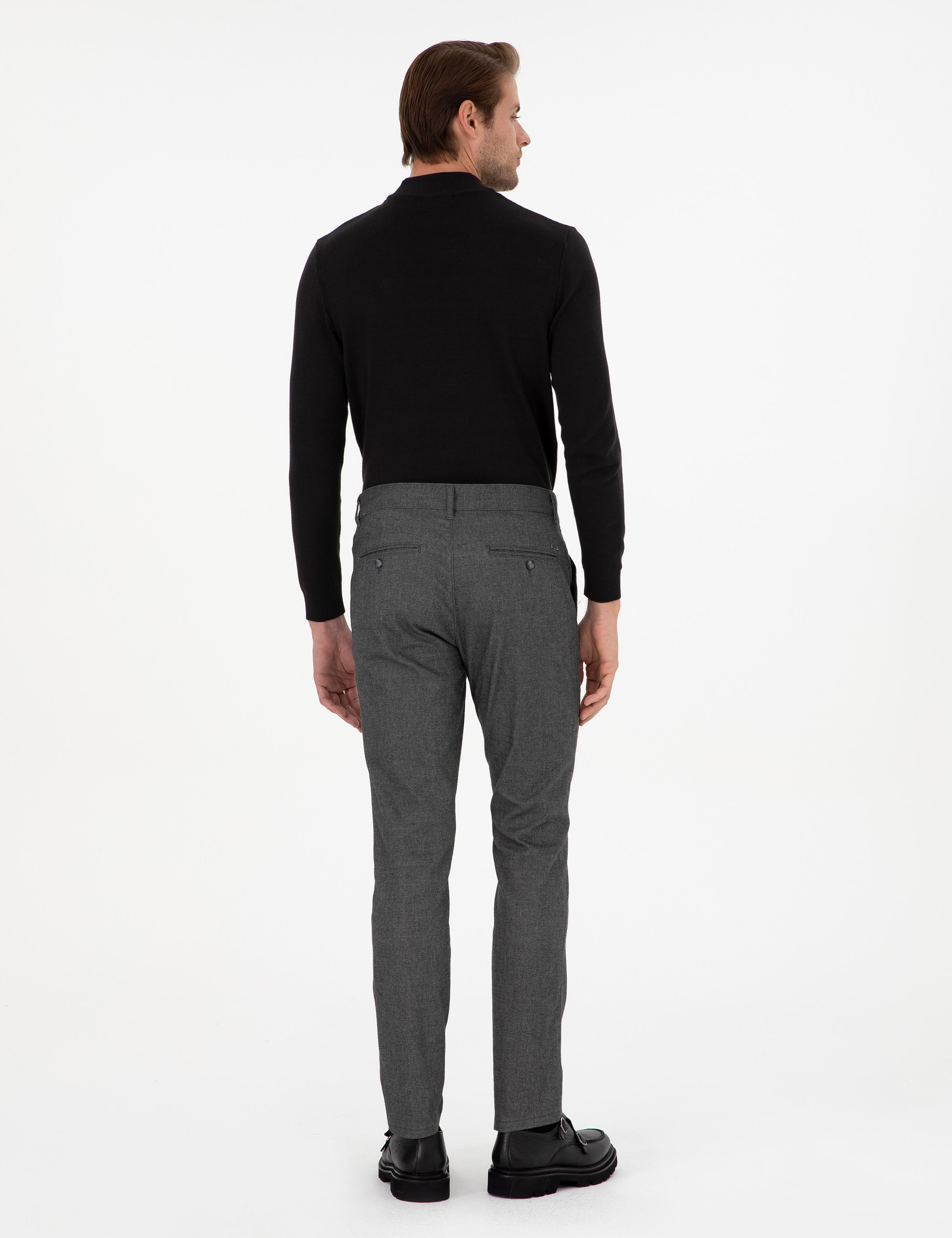 Gri Slim Fit Kanvas Pantolon