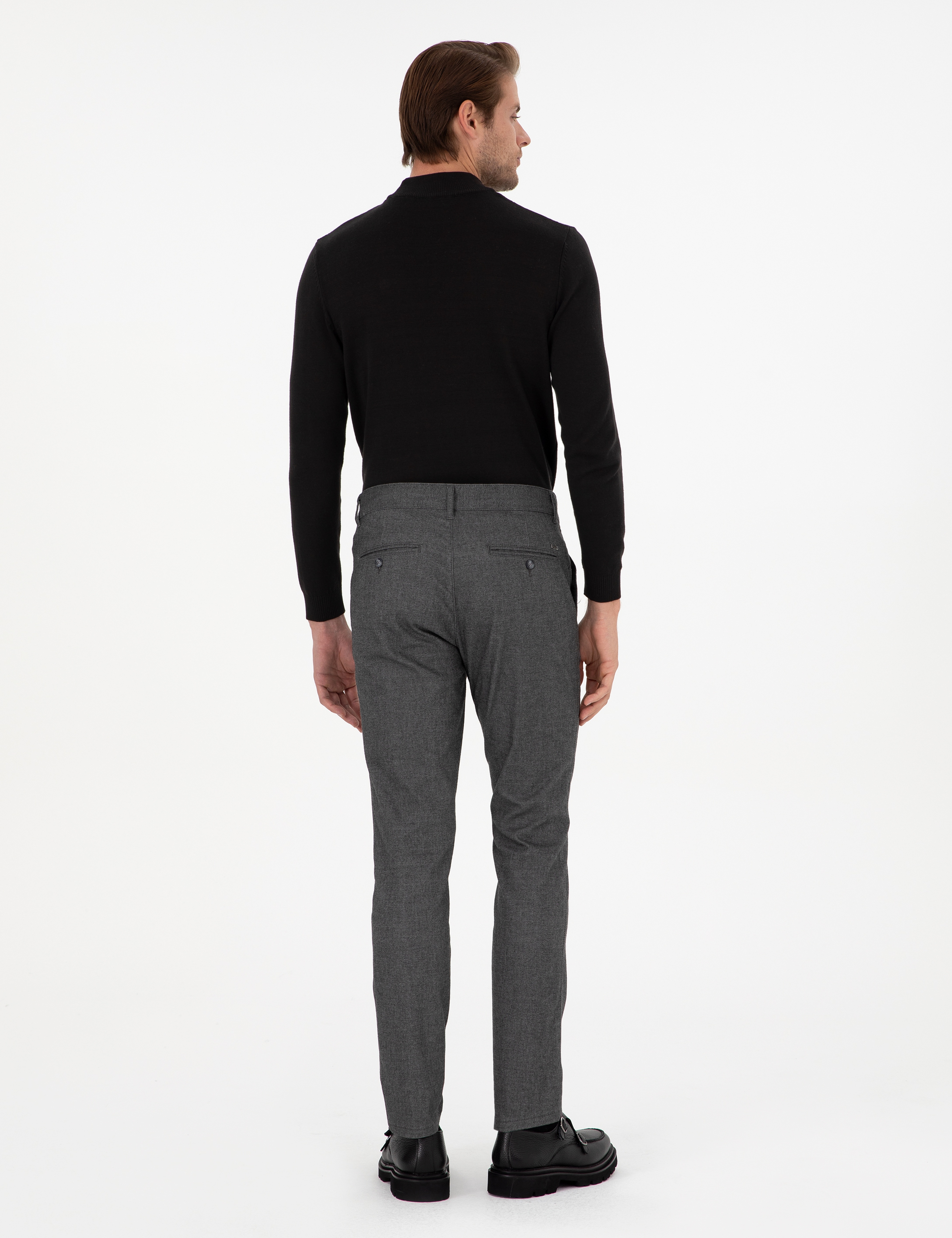 Gri Slim Fit Kanvas Pantolon - Image 4