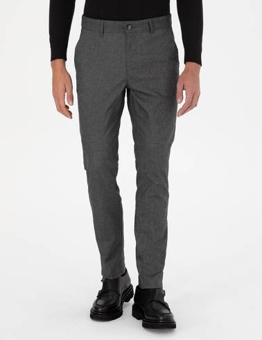 Gri Slim Fit Kanvas Pantolon