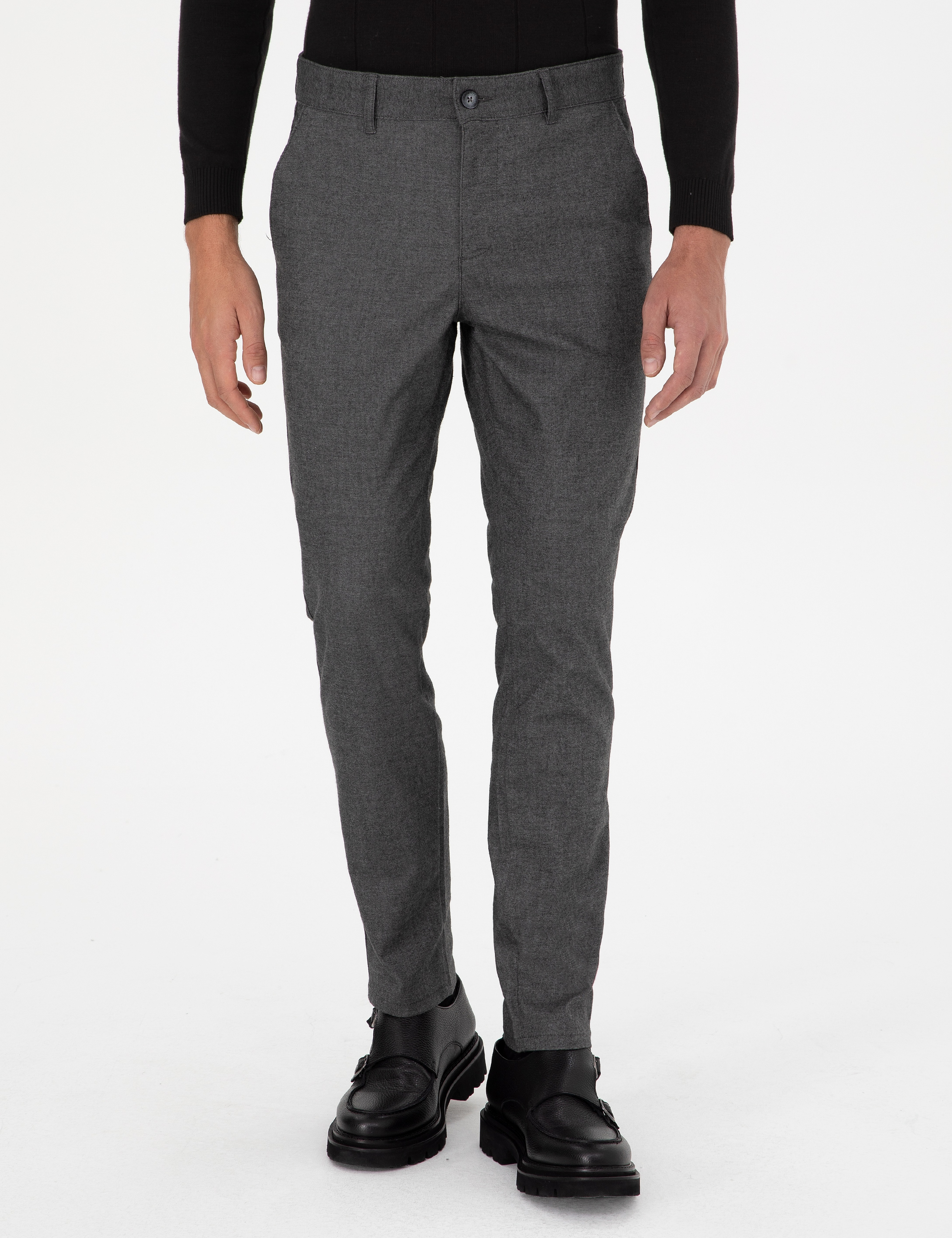 Gri Slim Fit Kanvas Pantolon