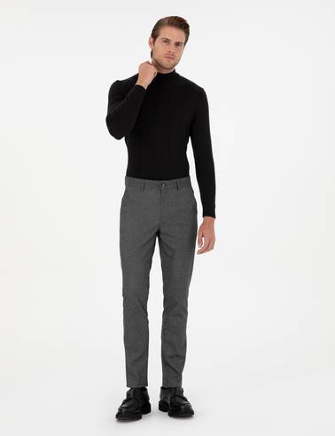 Gri Slim Fit Kanvas Pantolon