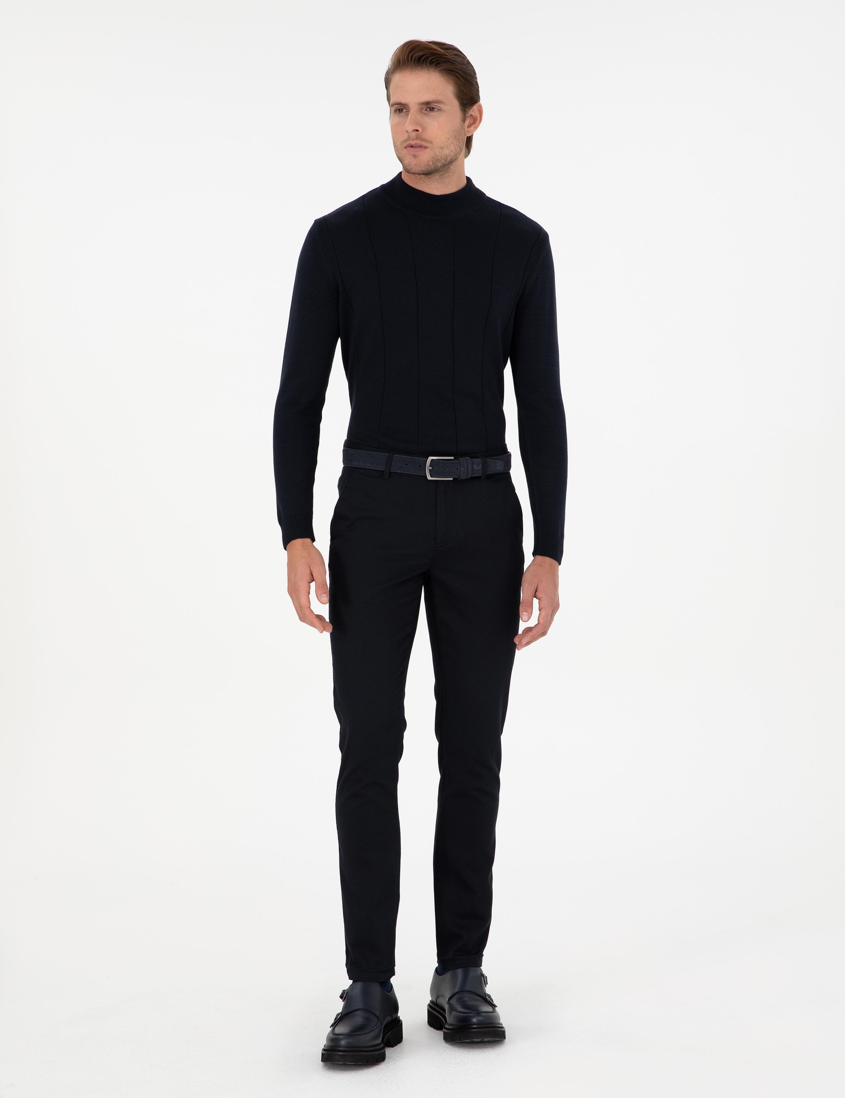 Siyah Slim Fit Kanvas Pantolon