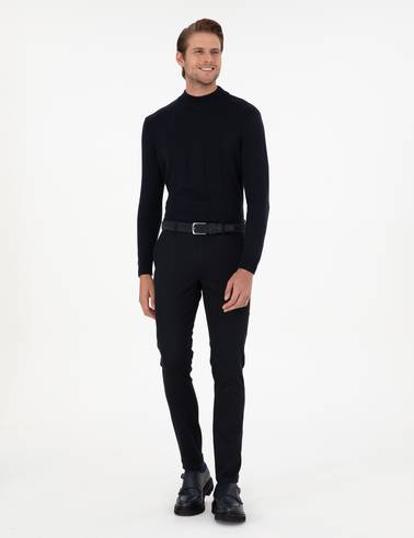 Siyah Slim Fit Kanvas Pantolon