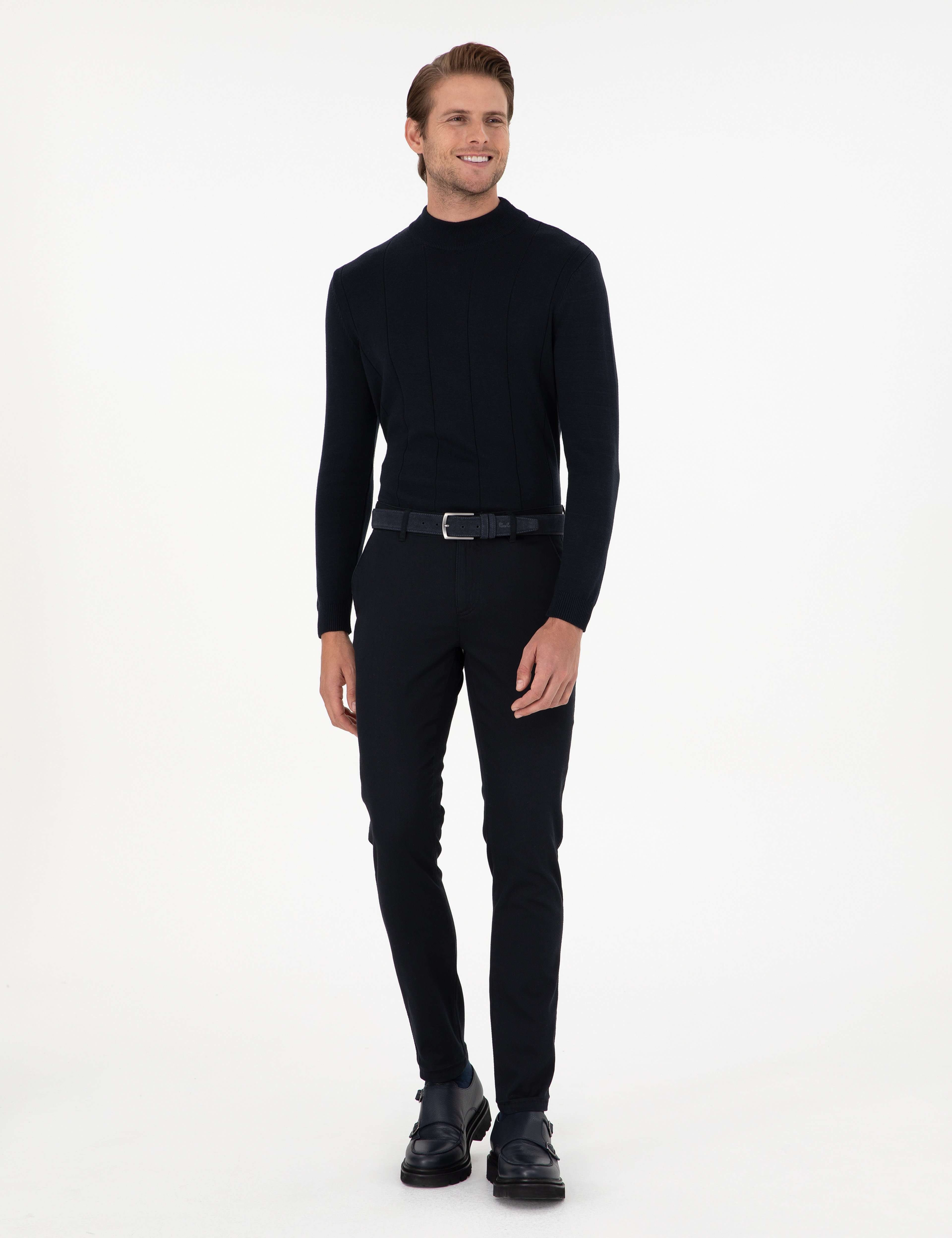 Siyah Slim Fit Kanvas Pantolon - Image 3