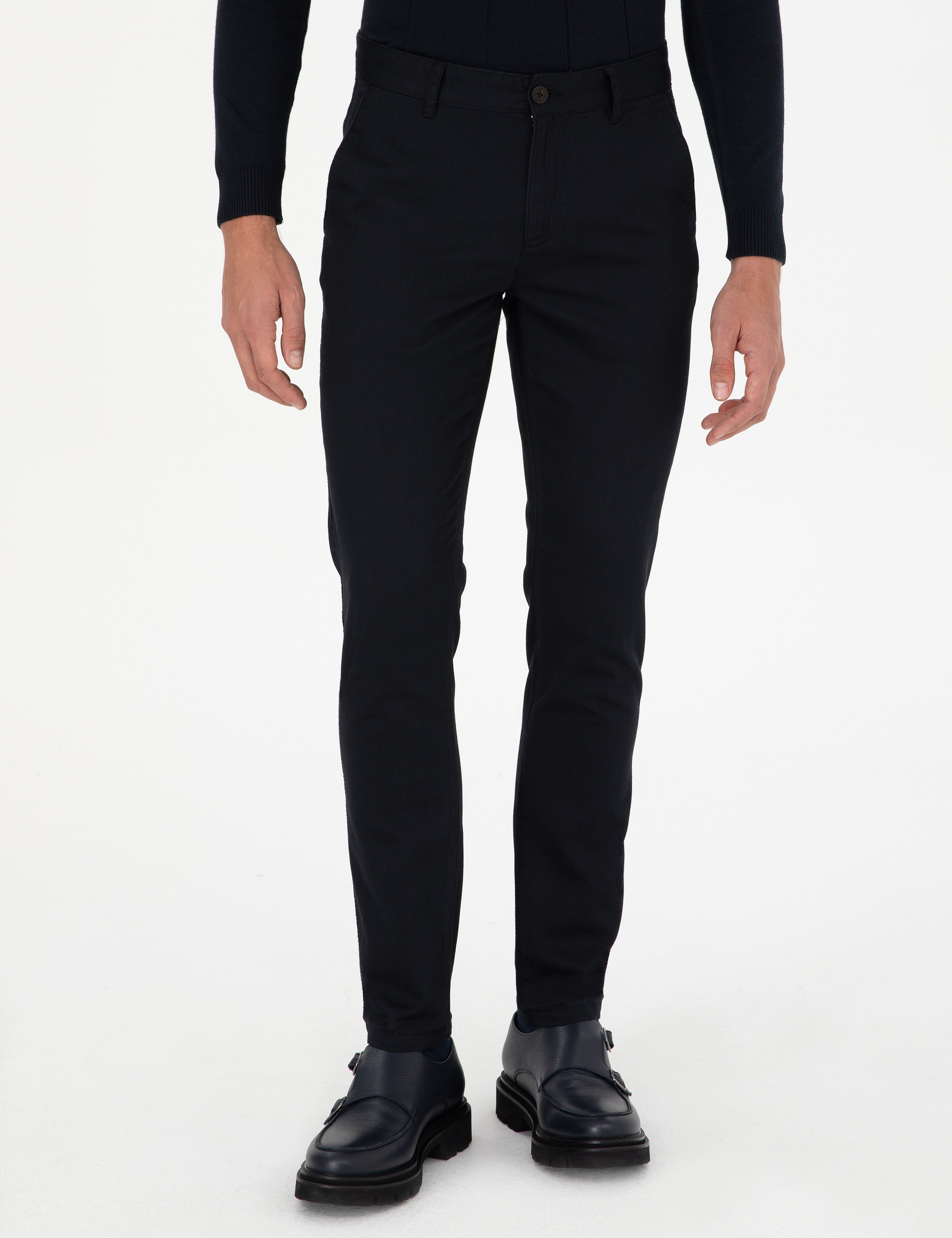 Siyah Slim Fit Kanvas Pantolon - Image 2