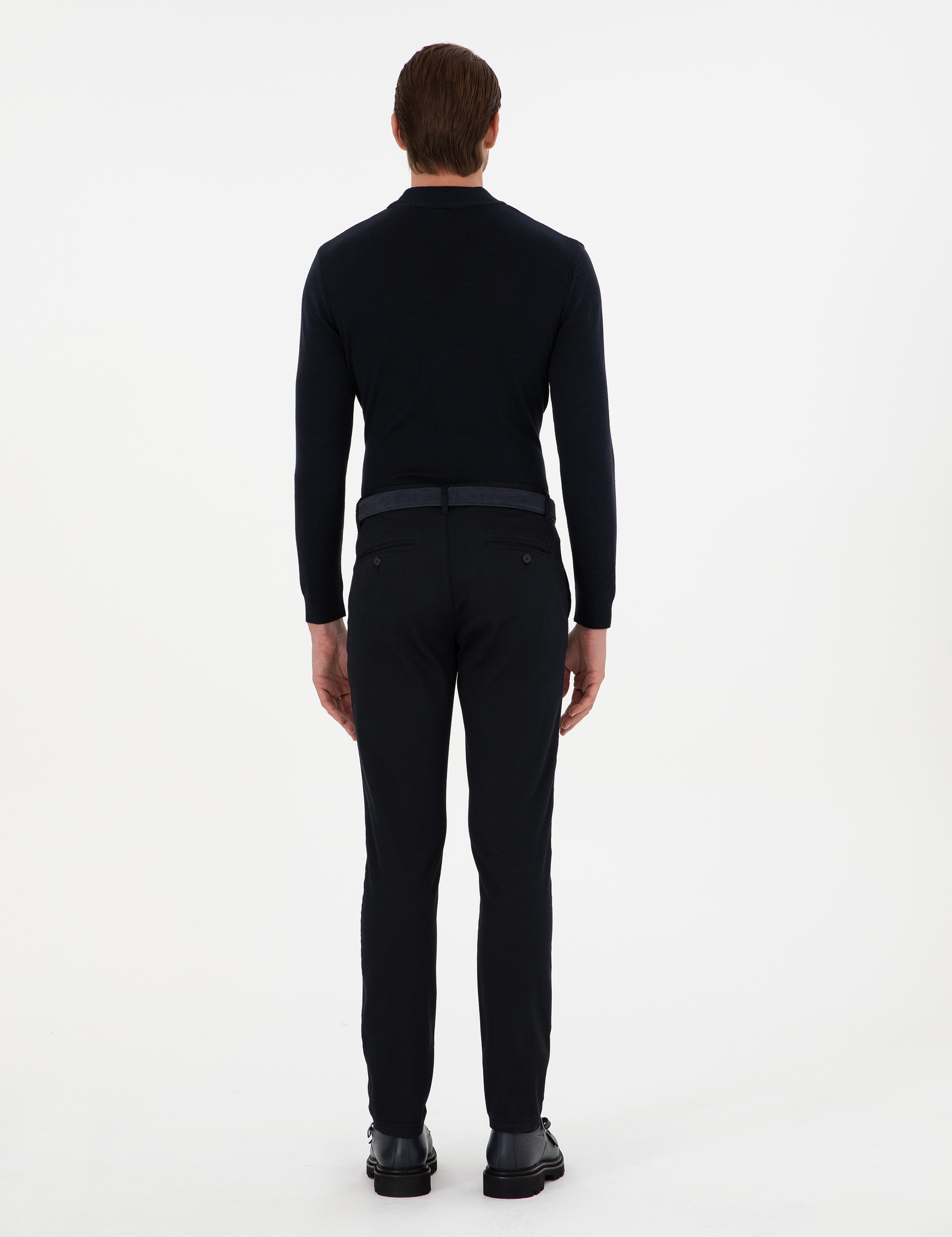 Siyah Slim Fit Kanvas Pantolon