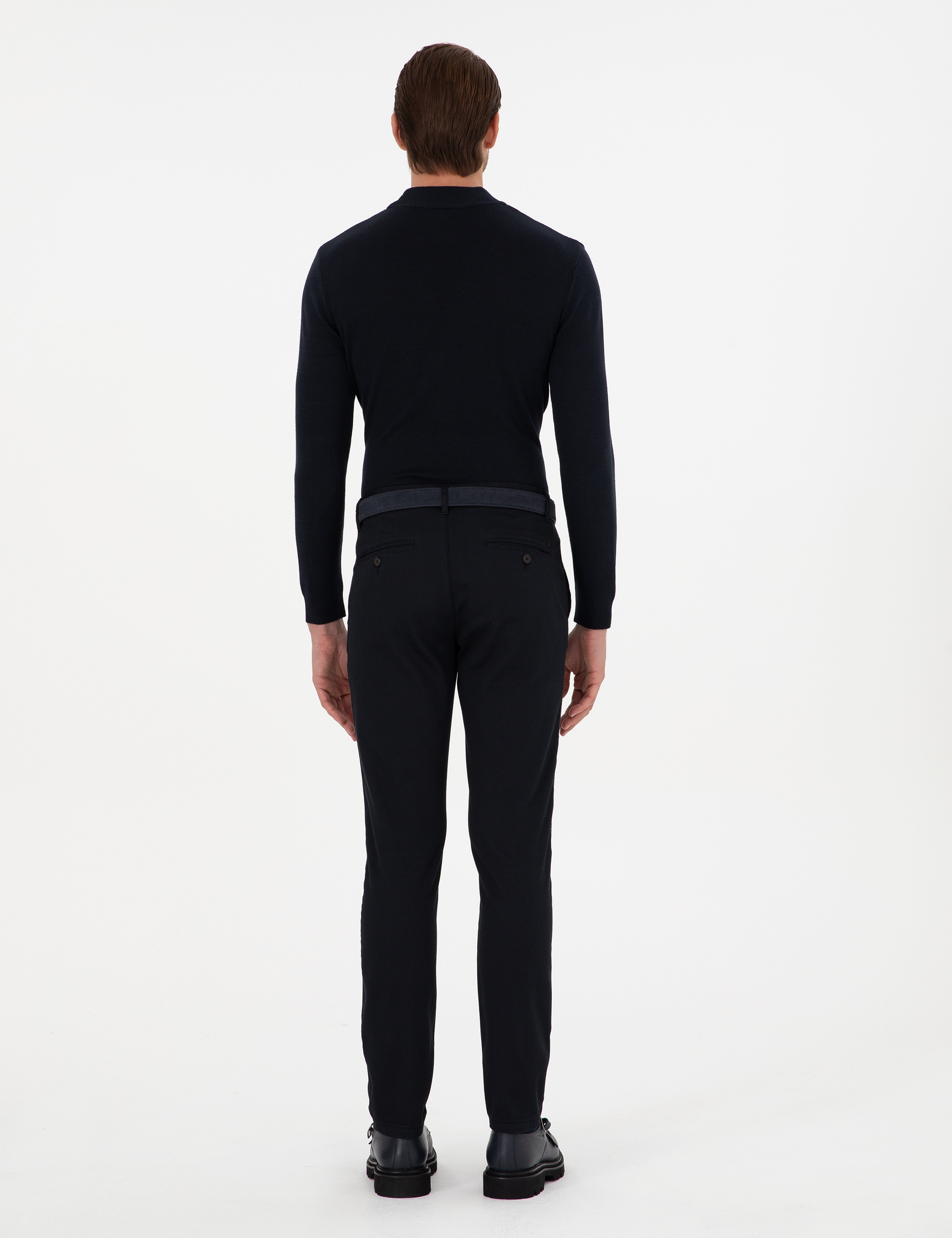 Siyah Slim Fit Kanvas Pantolon - Image 4